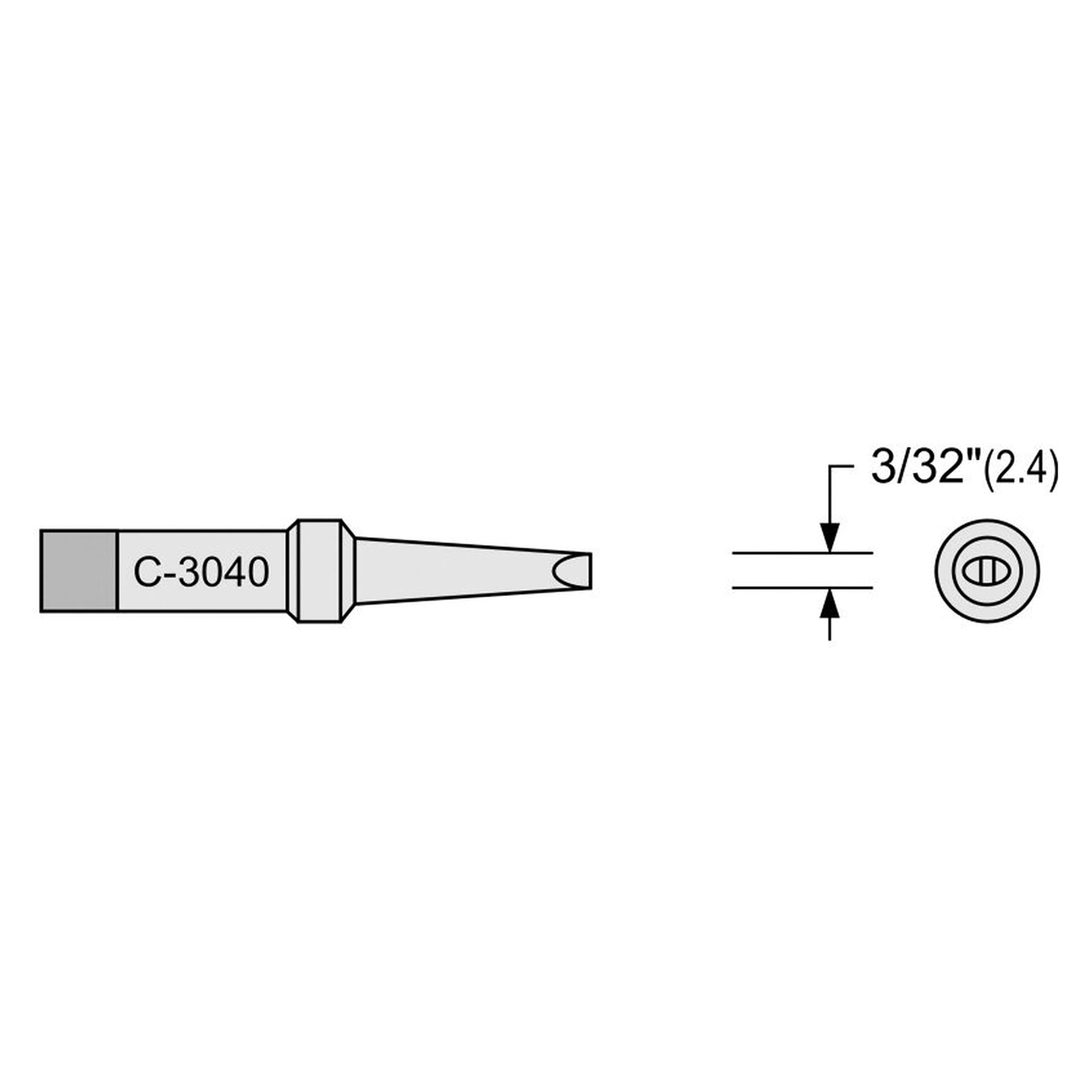 C-series chisel soldering tip 2.4 mm, 480 °C, for FE 50M, TCP and TCPS - Plato C-3040-9