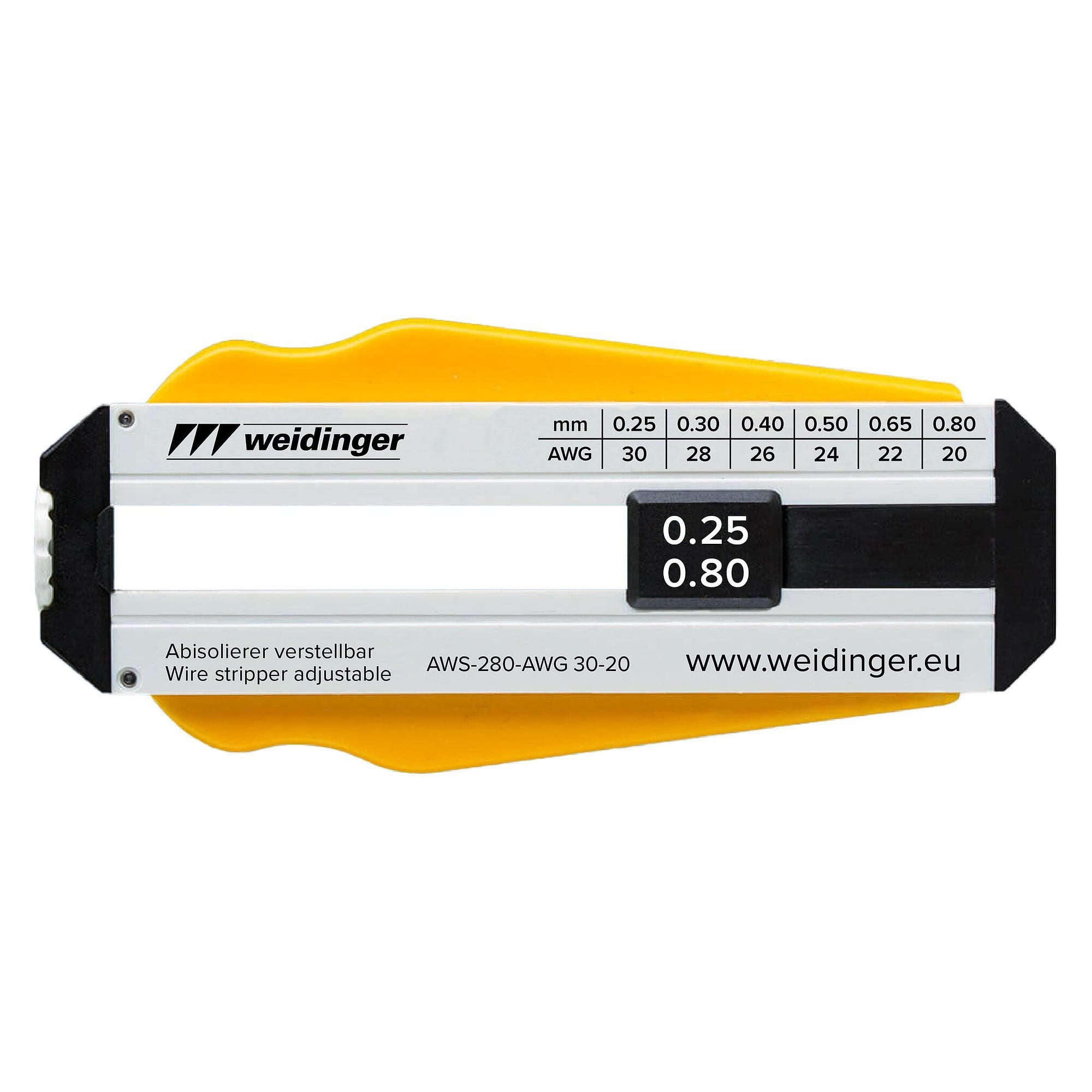 Precision hand wire stripper AWG 30-20 for PVC and PTFE wires, Ø 0.25-0.8 mm, adjustable - A1-ESD AWS-280-AWG 30-20