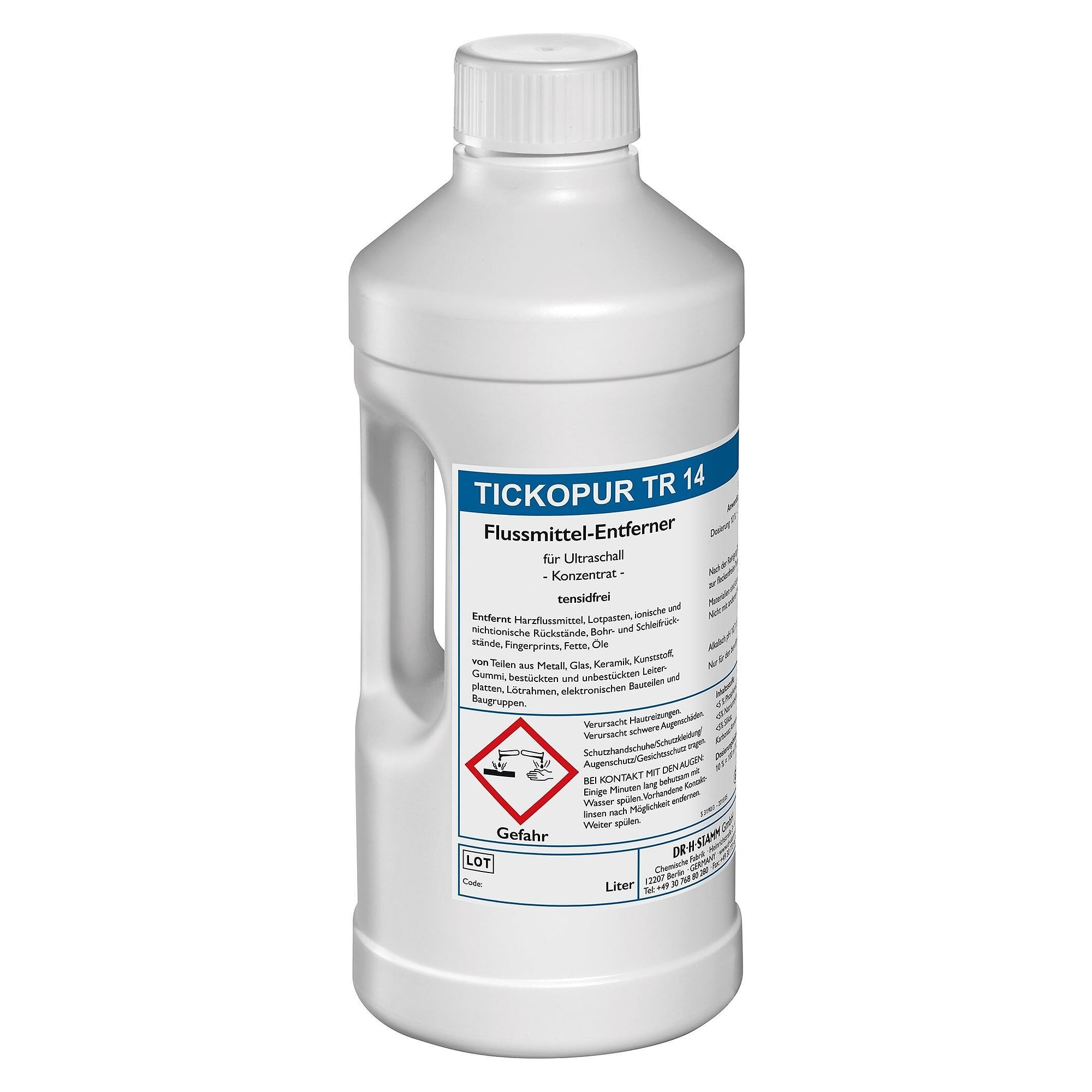 Concentré décapant de flux TR 14 pour circuits imprimés et pochoirs en bain à ultrasons, 2 litres - Tickopur 873