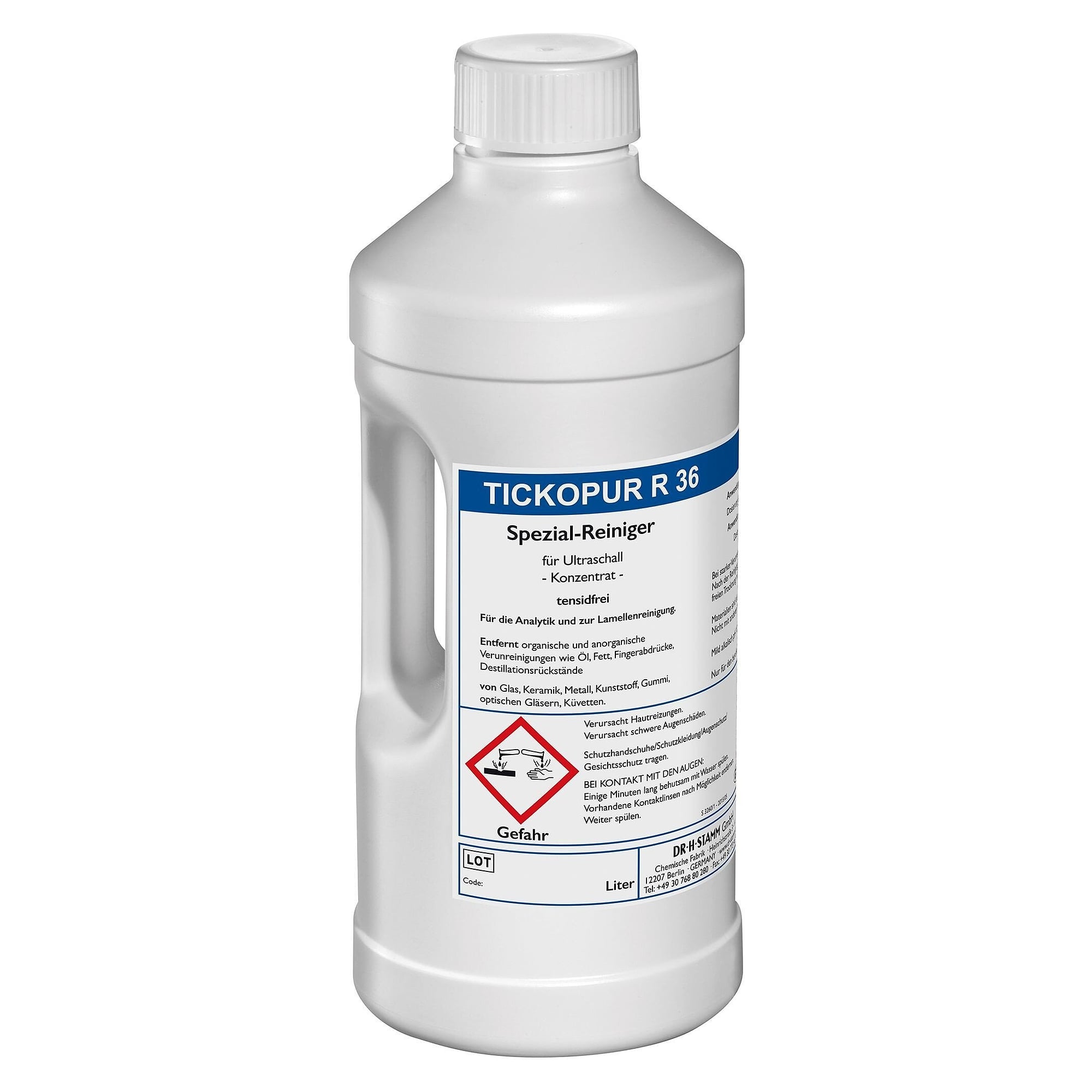 Surfactant-free special cleaner R 36 for plastics, glass and lab ware in ultrasonic baths, 2 litres - Tickopur 884