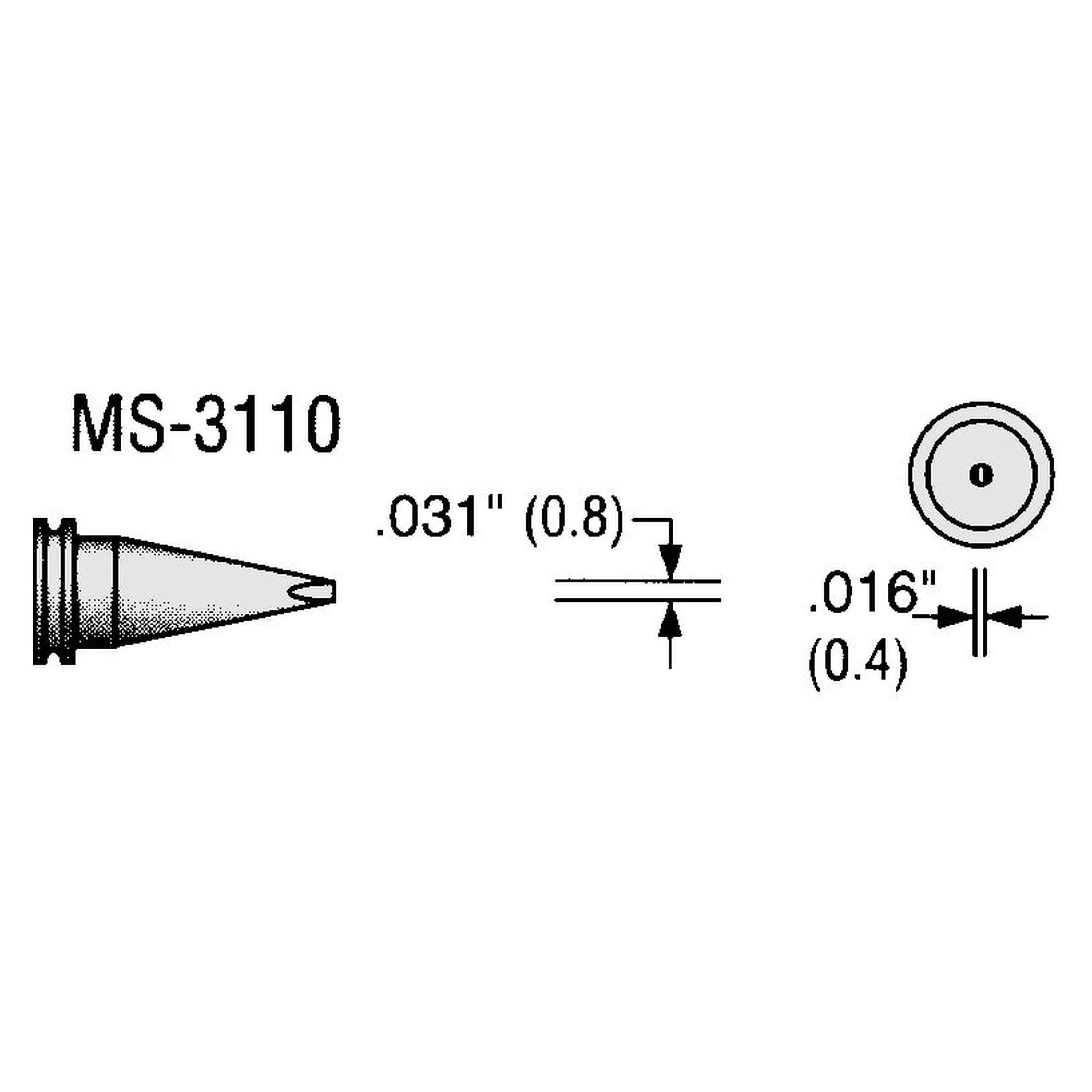 Soldering tip conical fine 0.8 mm, MS series for Weller WSP and MPR, straight - Plato MS-3110