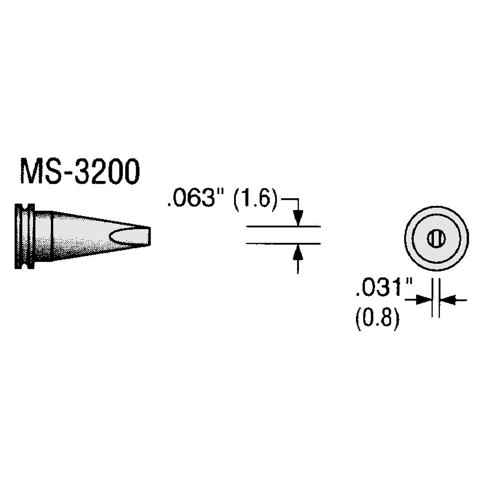 Chisel soldering tip 1.6 mm, MS series, replacement for Weller LTA - Plato MS-3200