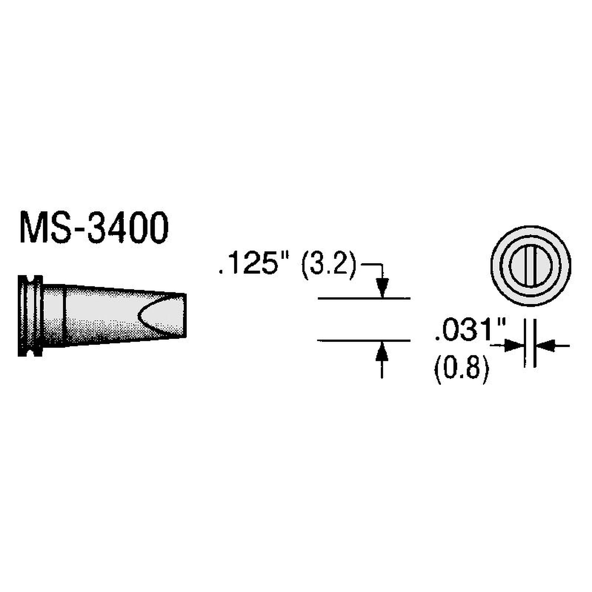 Lötspitze MS-Serie meißelförmig 3,2 x 0,8 mm für Weller Lötkolben WSP und MPR - Plato MS-3400