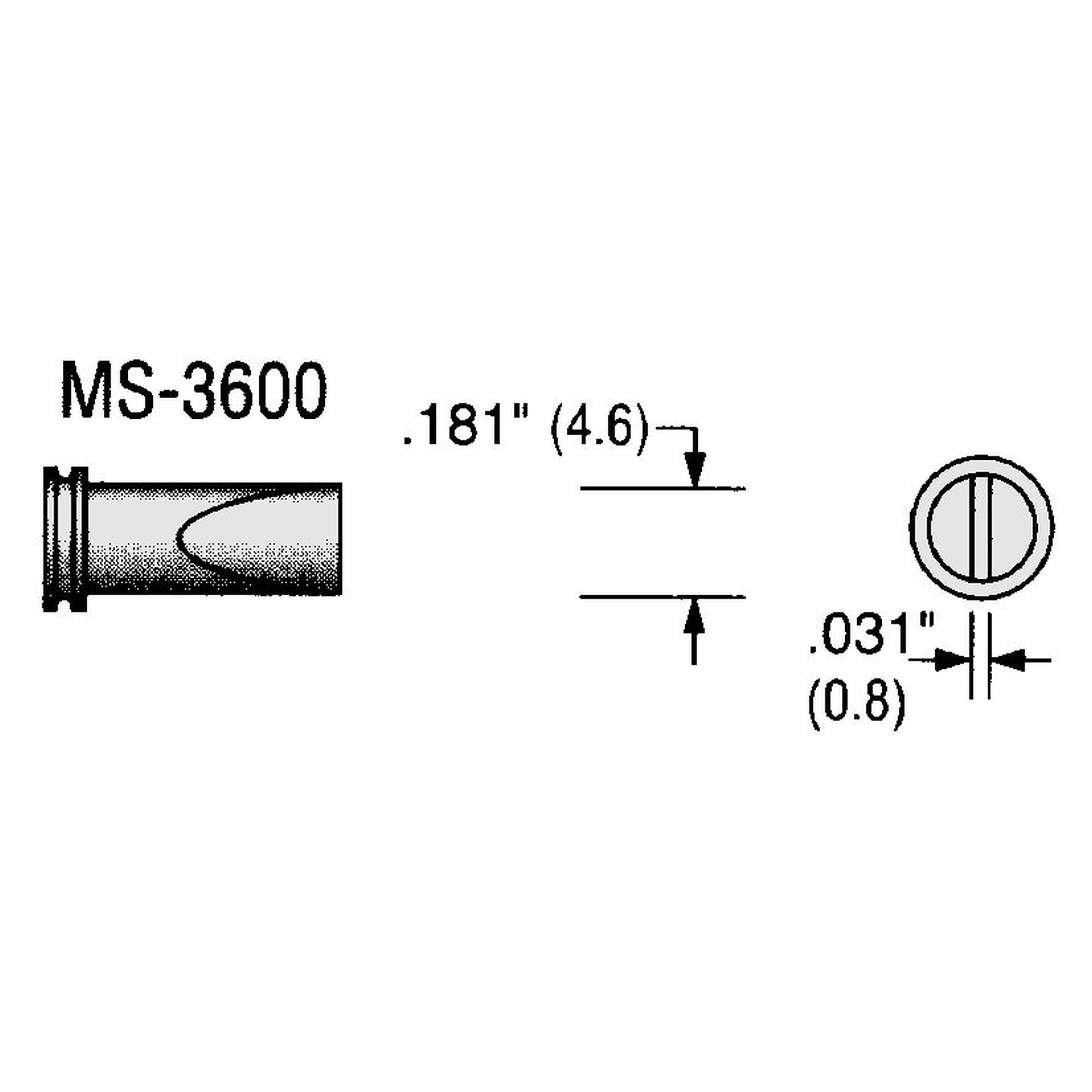 Panne de soudage forme burin 4,6 mm, série MS, pour fers Weller WSP et MPR - Plato MS-3600