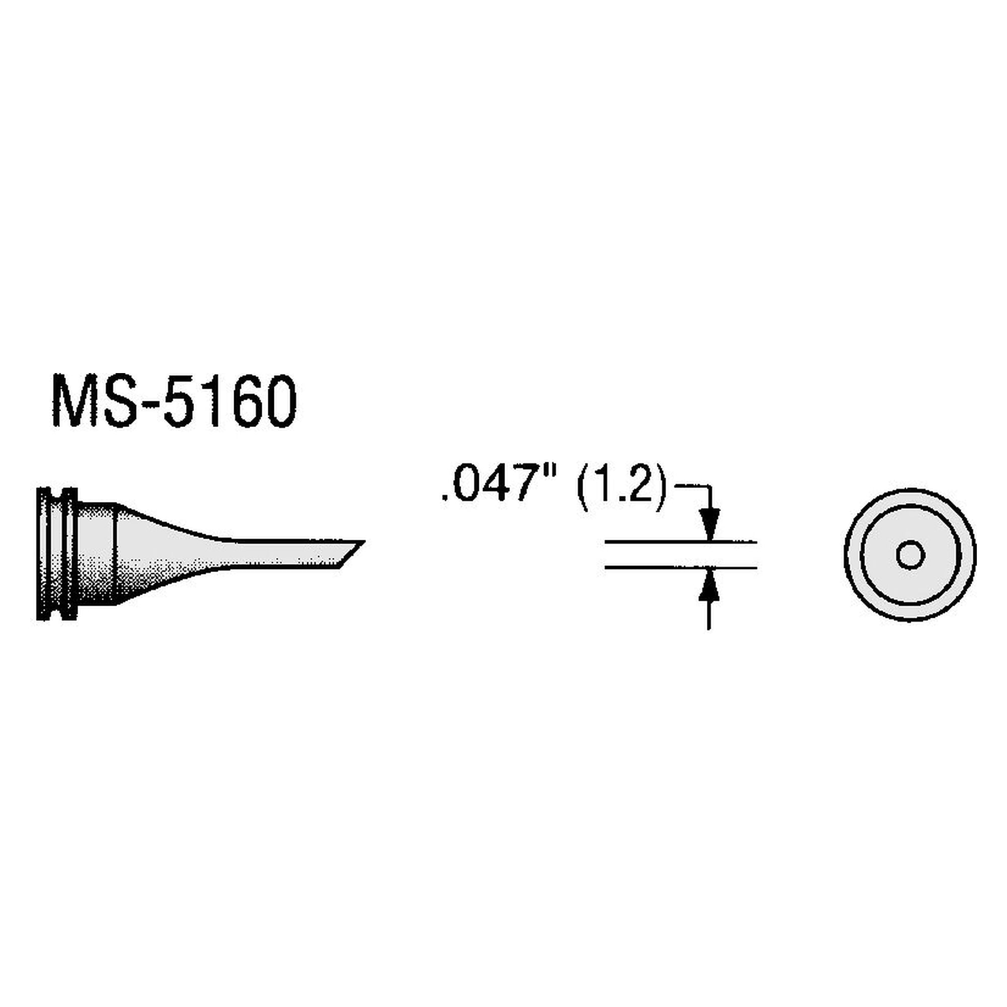 Lötspitze MS-Serie, meißelförmig abgeschrägt, micro 1,2 mm, für Lötkolben WSP 80 und MPR - Plato MS-5160