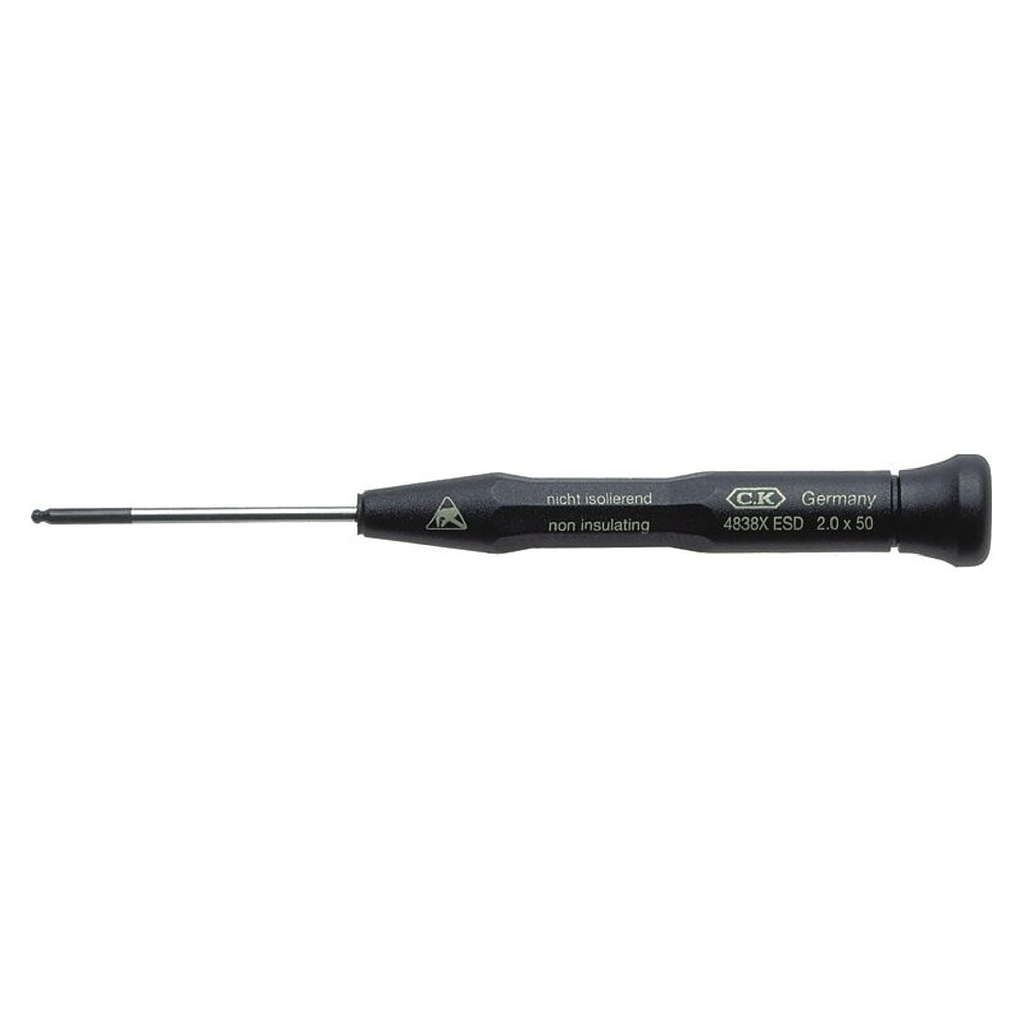 Tournevis de précision ESD Xonic six pans à tête sphérique 3,0 mm, 157 mm - C.K T4838XESD30