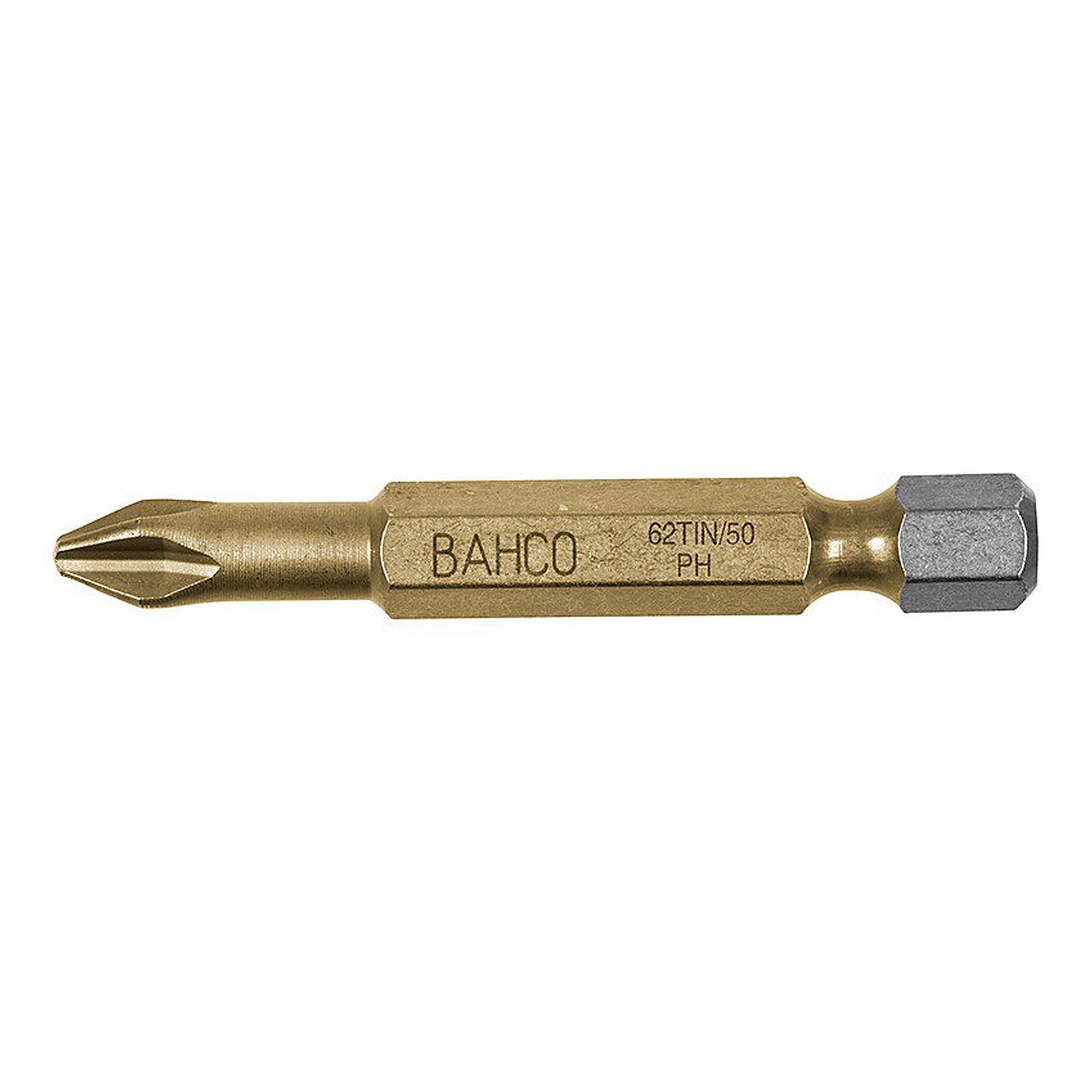 Kreuzschlitz-Bit Phillips PH1, TiN-beschichtet, 50 mm, Torsionszone, 5er Pack - Bahco 62TIN/50PH1