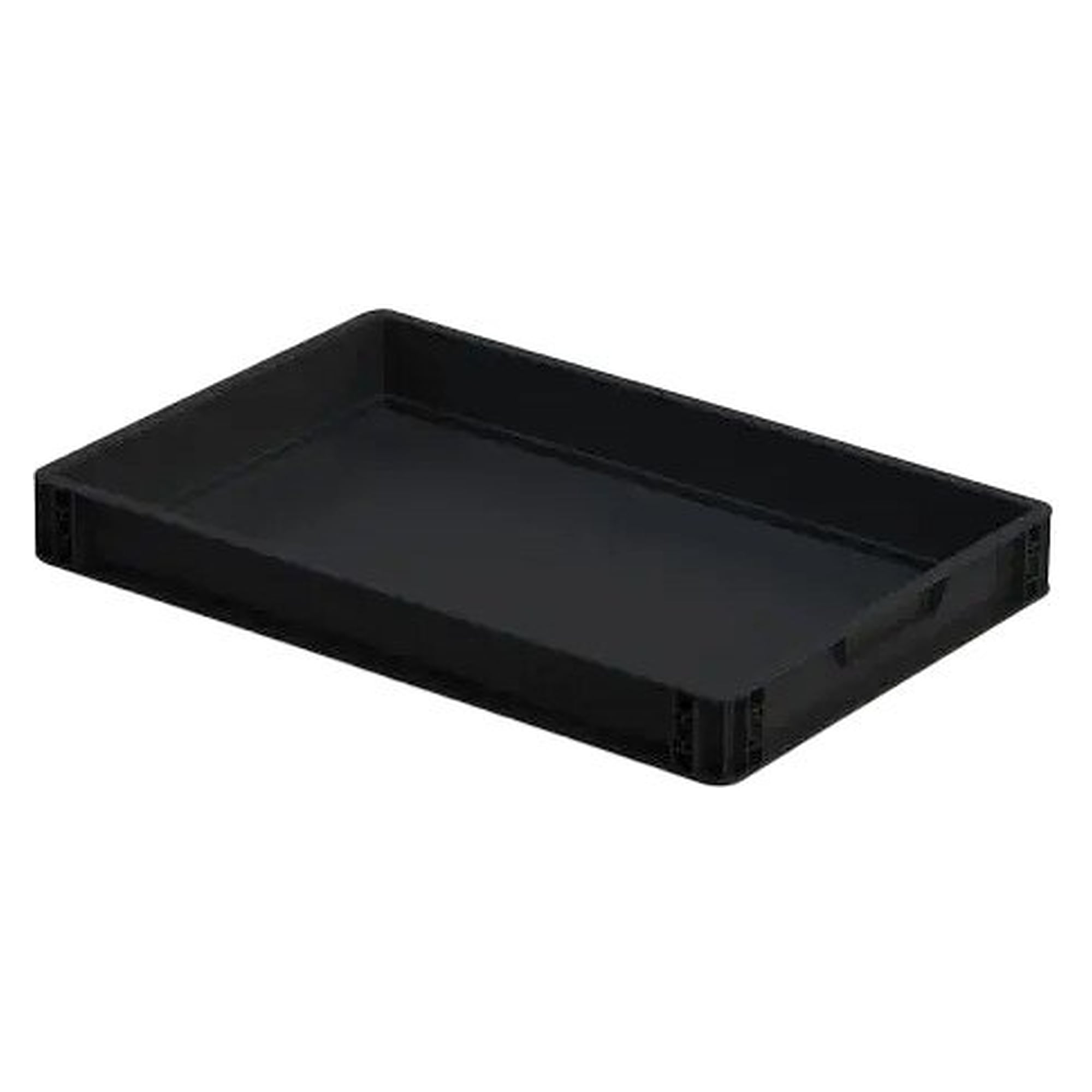 Shallow ESD Euro container in conductive polypropylene 600 x 400 x 75 mm, black - A1-ESD EB ESD 64/75 PU