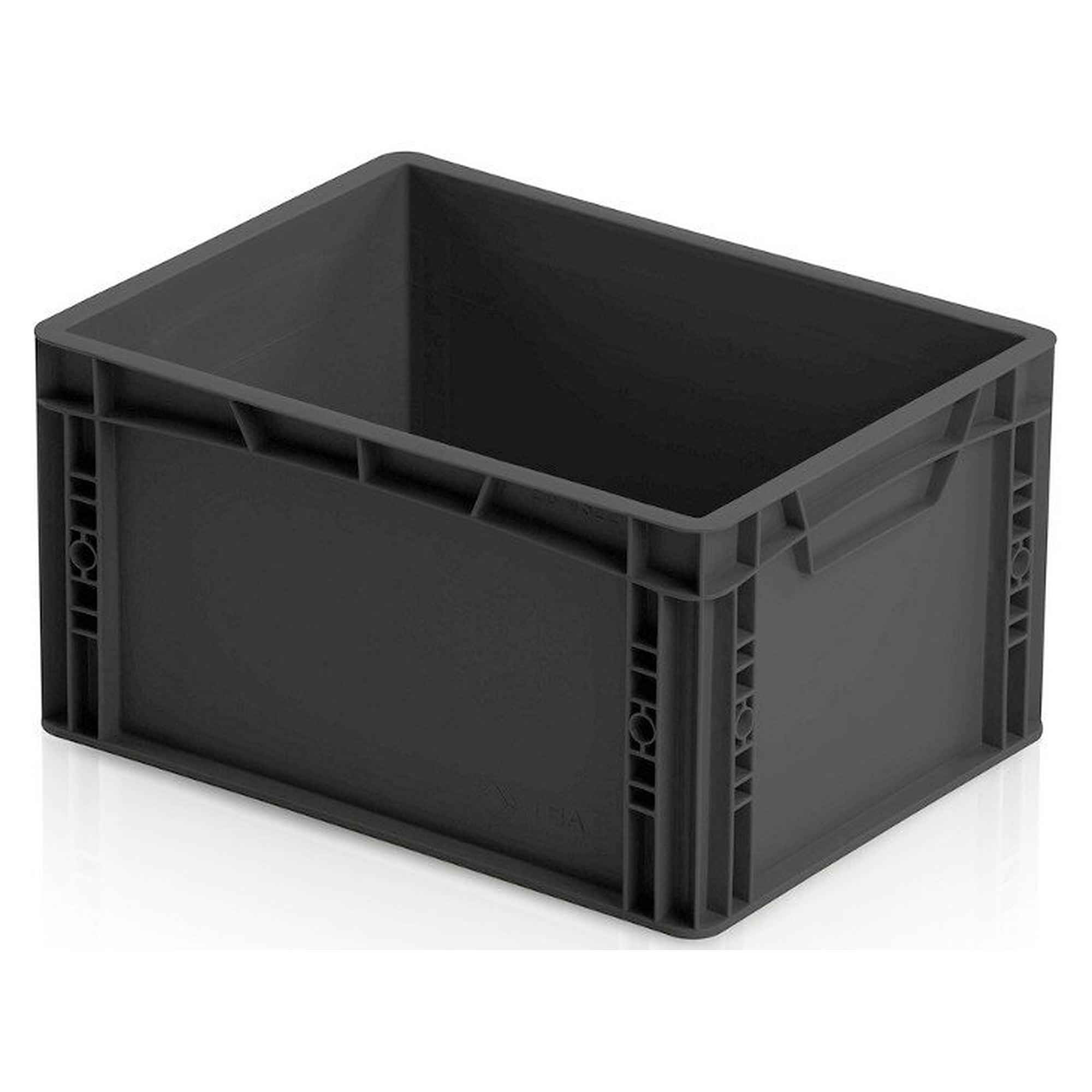 Bac européen ESD fermé, noir, 400 x 300 x 220 mm pour stockage et transport - A1-ESD EB ESD 43/22 PU