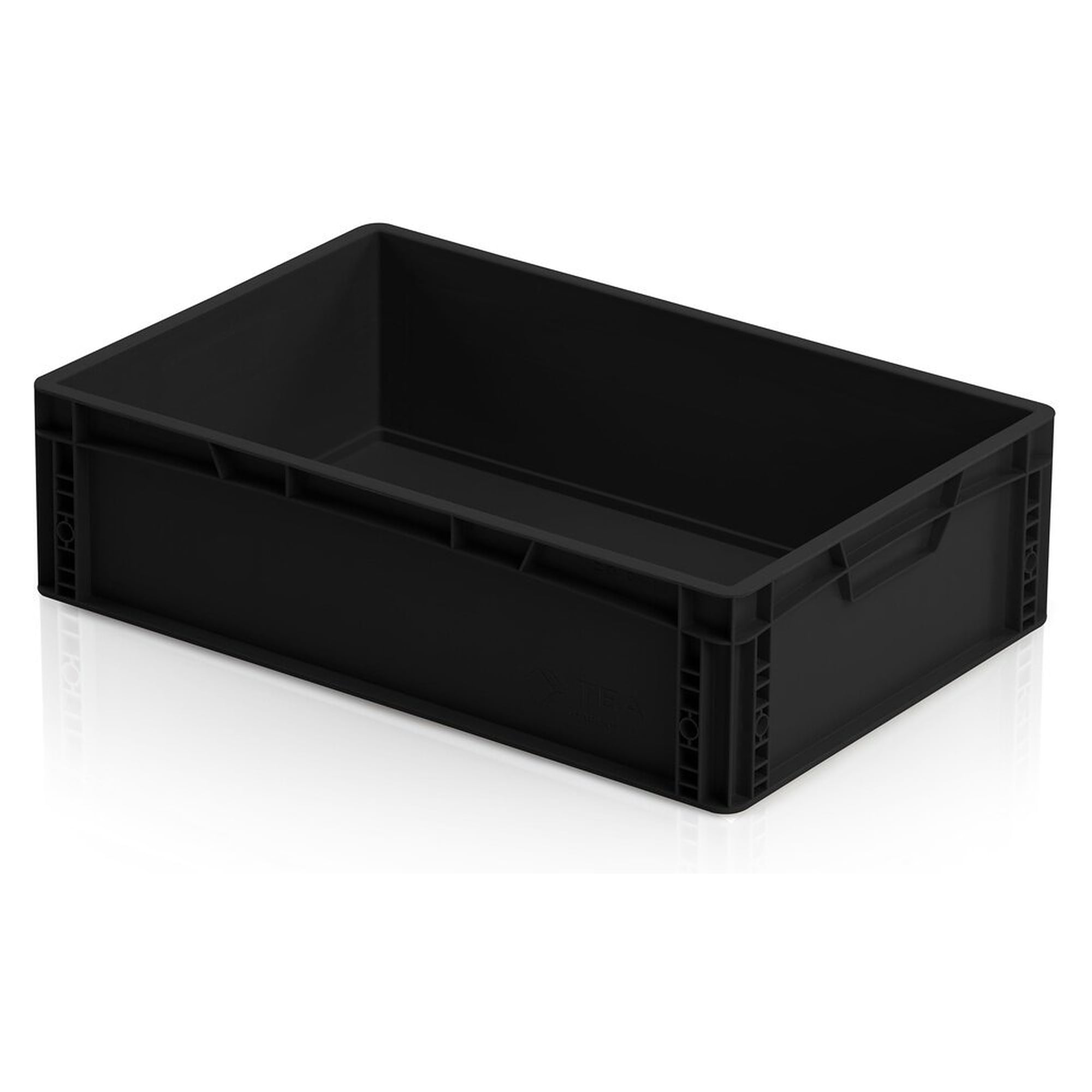 ESD Euro container 600 x 400 x 170 mm, 35 l, closed base and walls, black - TBA 965725.Palette