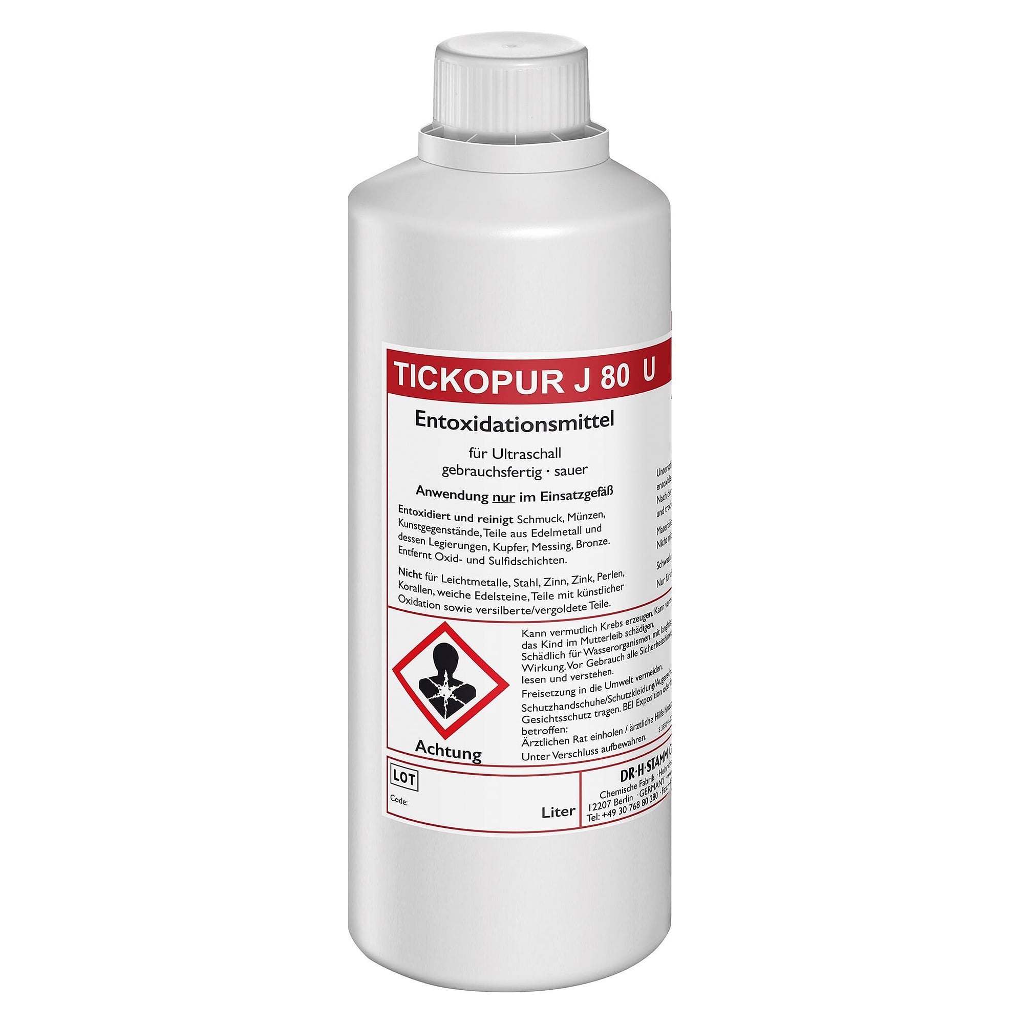Entoxidationslösung J 80 U für Bunt- und Edelmetalle, gebrauchsfertig, Ultraschall, 1 Liter - Tickopur 880