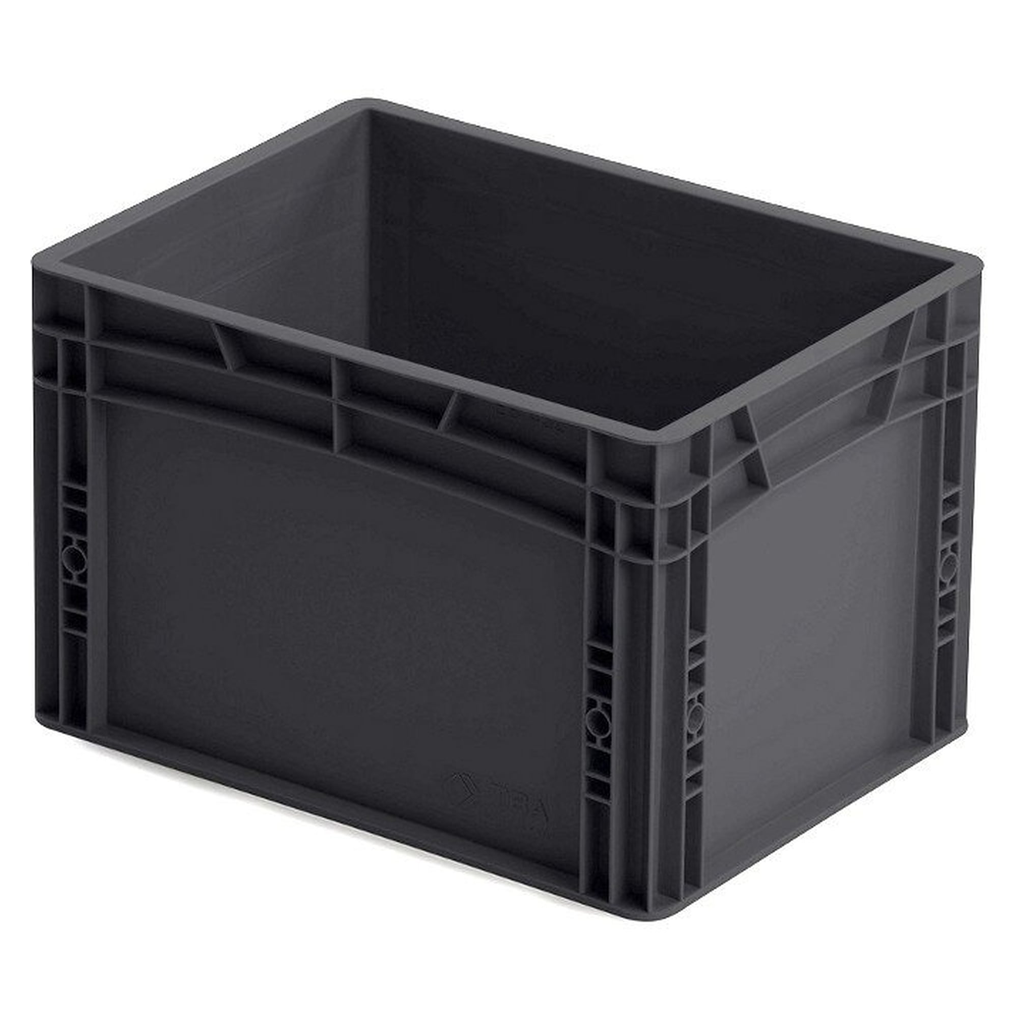 Bac européen ESD fermé, noir, 400 x 300 x 270 mm pour stockage et transport - A1-ESD EB ESD 43/27 PU