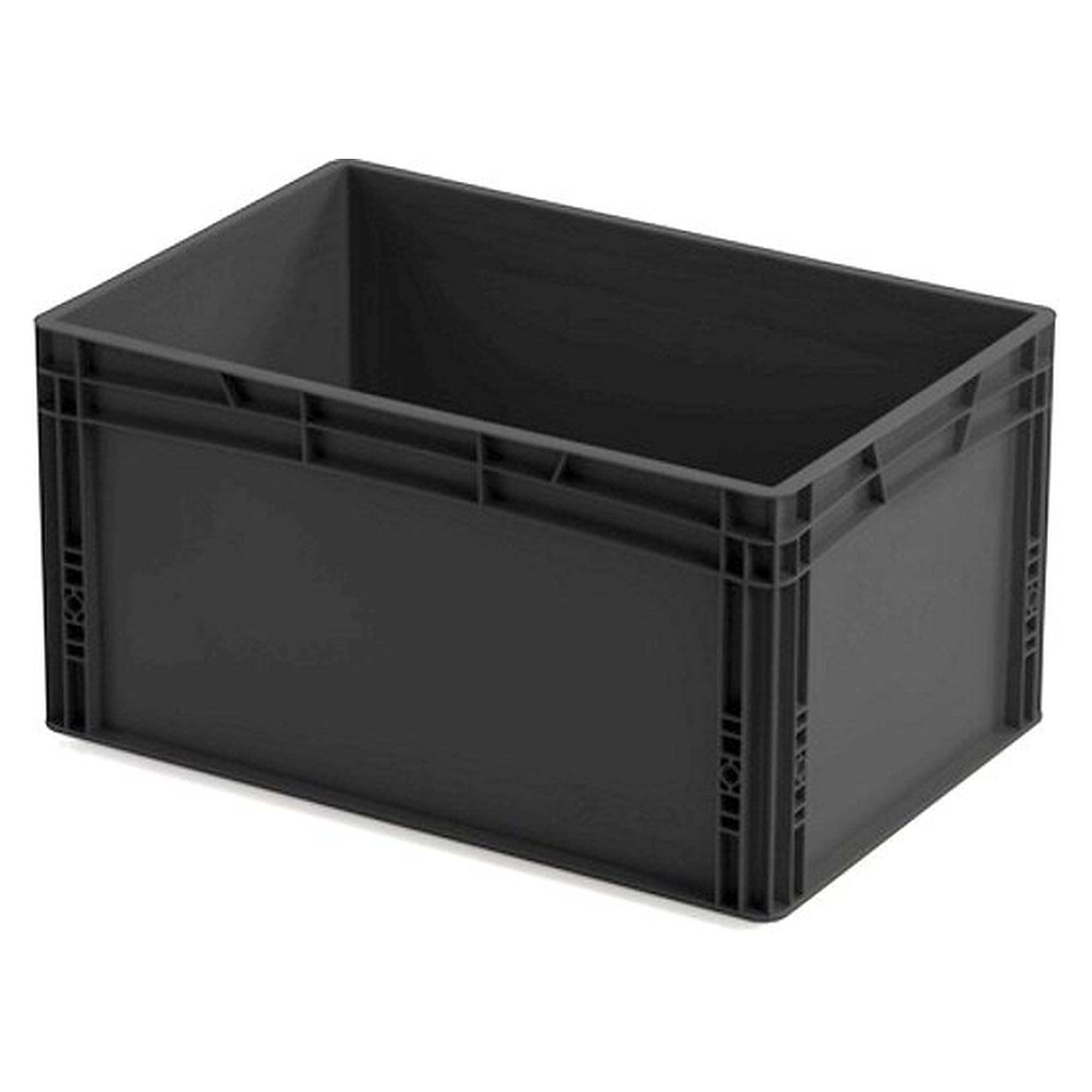 ESD Euro container, closed, black, 600 x 400 x 320 mm for storage and transport - A1-ESD EB ESD 64/32 PU