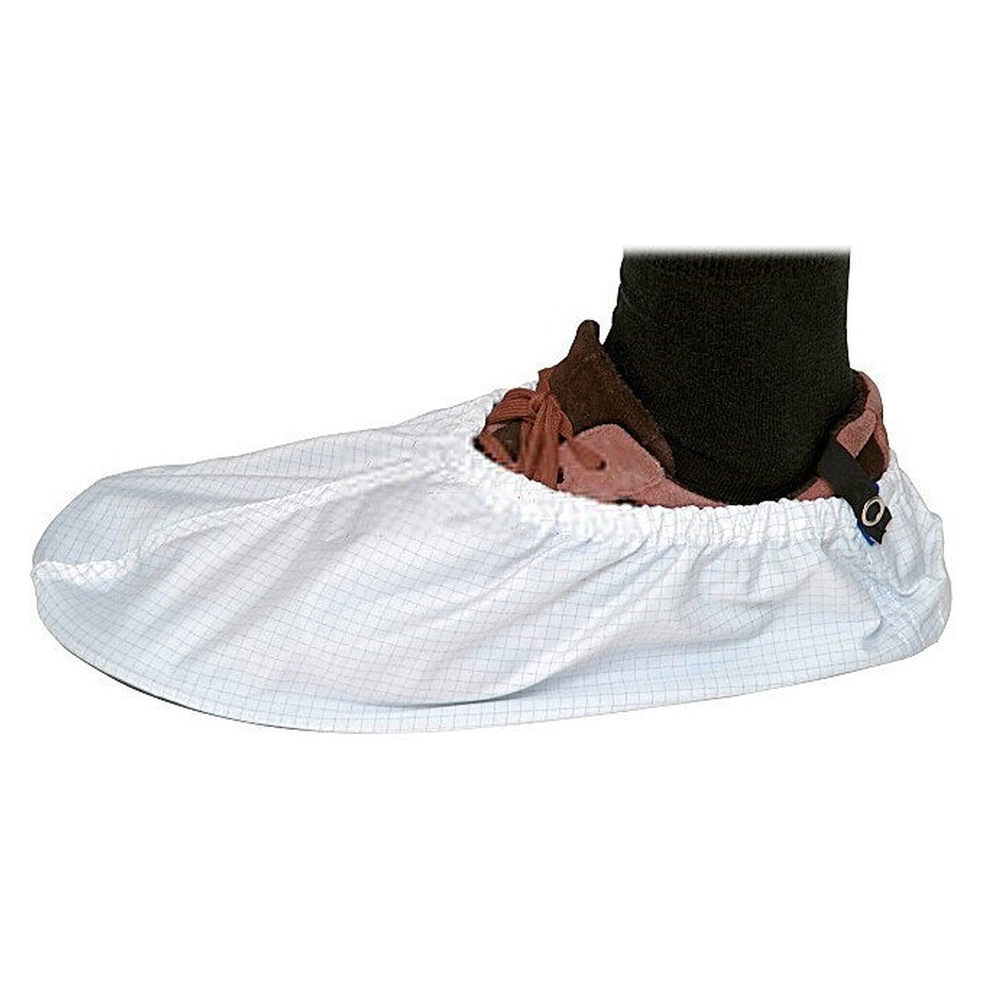 Surchaussures ESD réutilisables en polyester, dissipatives, blanches, taille S, lot de 5 paires - Warmbier 8781.P.B.S