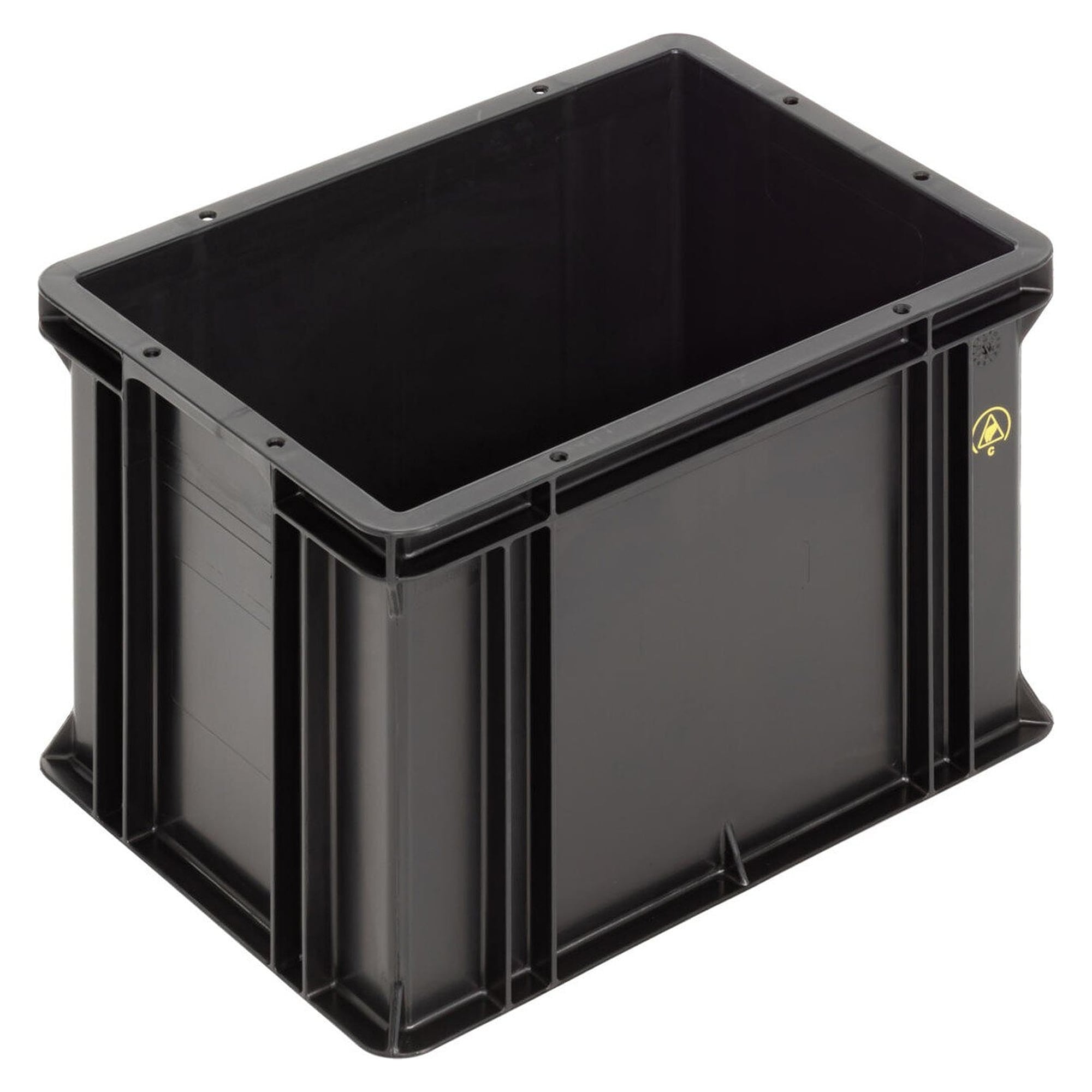 Conductive ESD stacking container BL, 400 x 300 x 278 mm, 25.7 l, closed, black - WEZ 1004402
