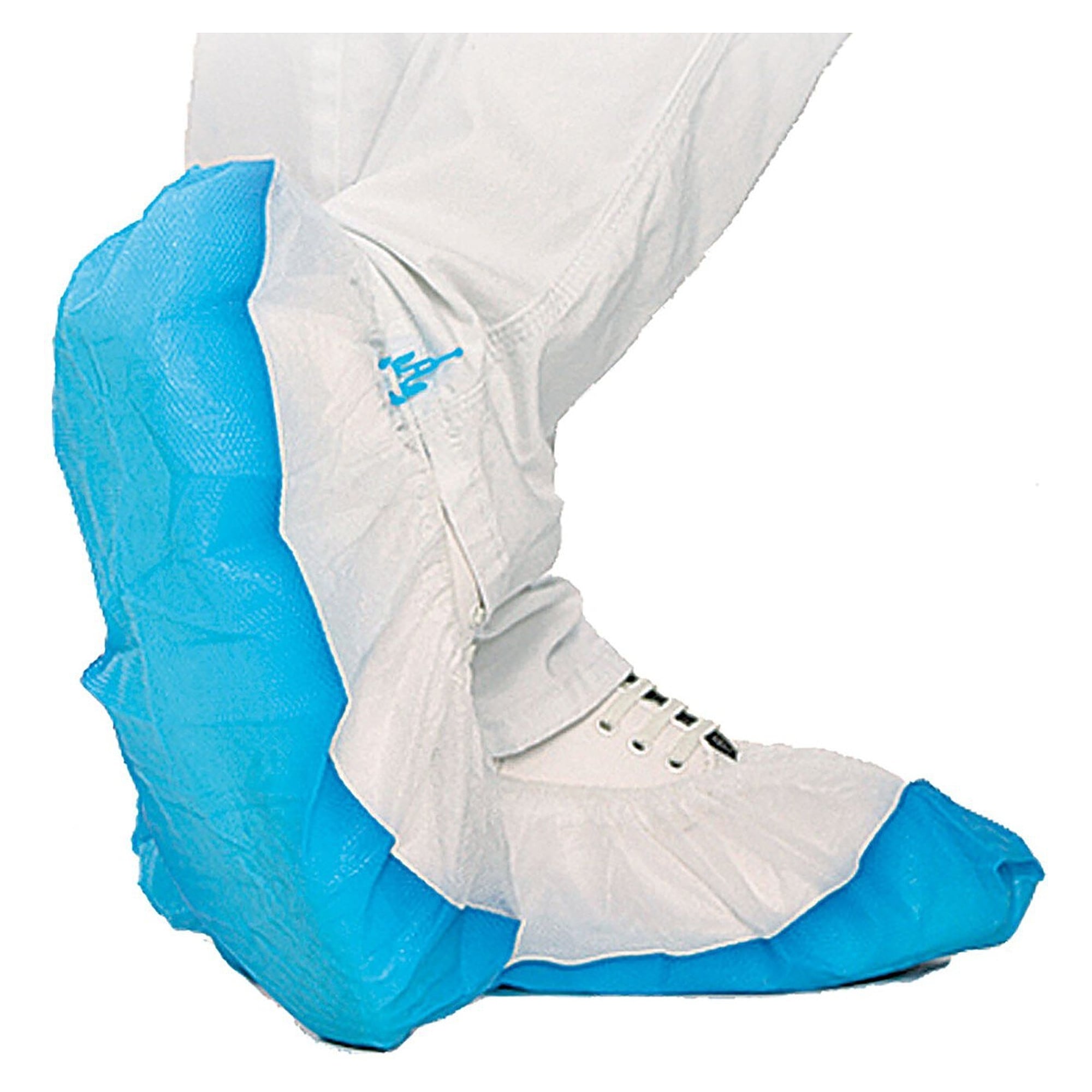 Einweg-Überschuh mit wasserdichter CPE-Laufsohle für Hygomat, 44 cm, weiß/blau, VPE 70 - Franz Mensch 2860H
