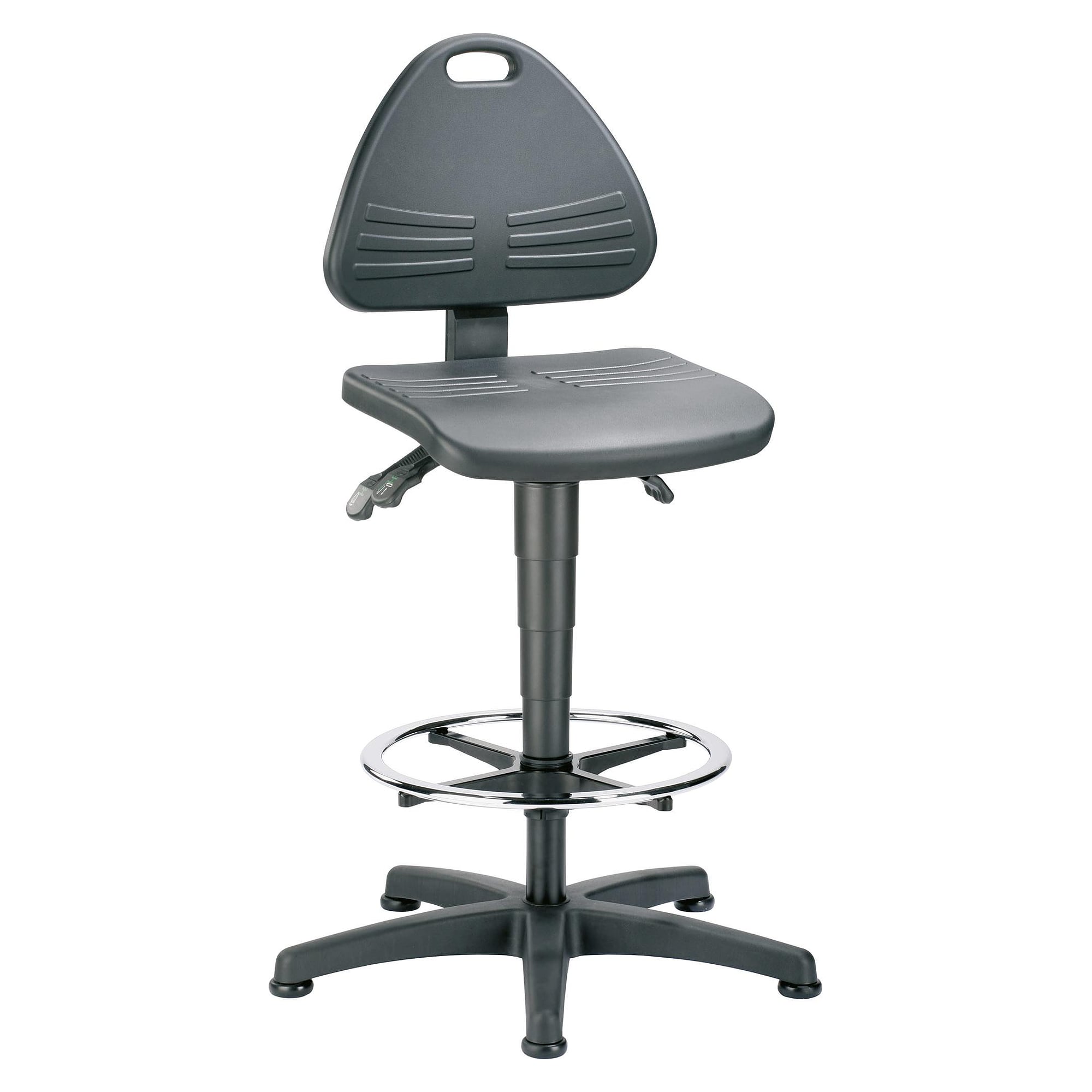 Isitec 3 work chair with glider and foot ring, integral foam black, permanent contact, seat height 580-850 mm - Bimos 9613-2000