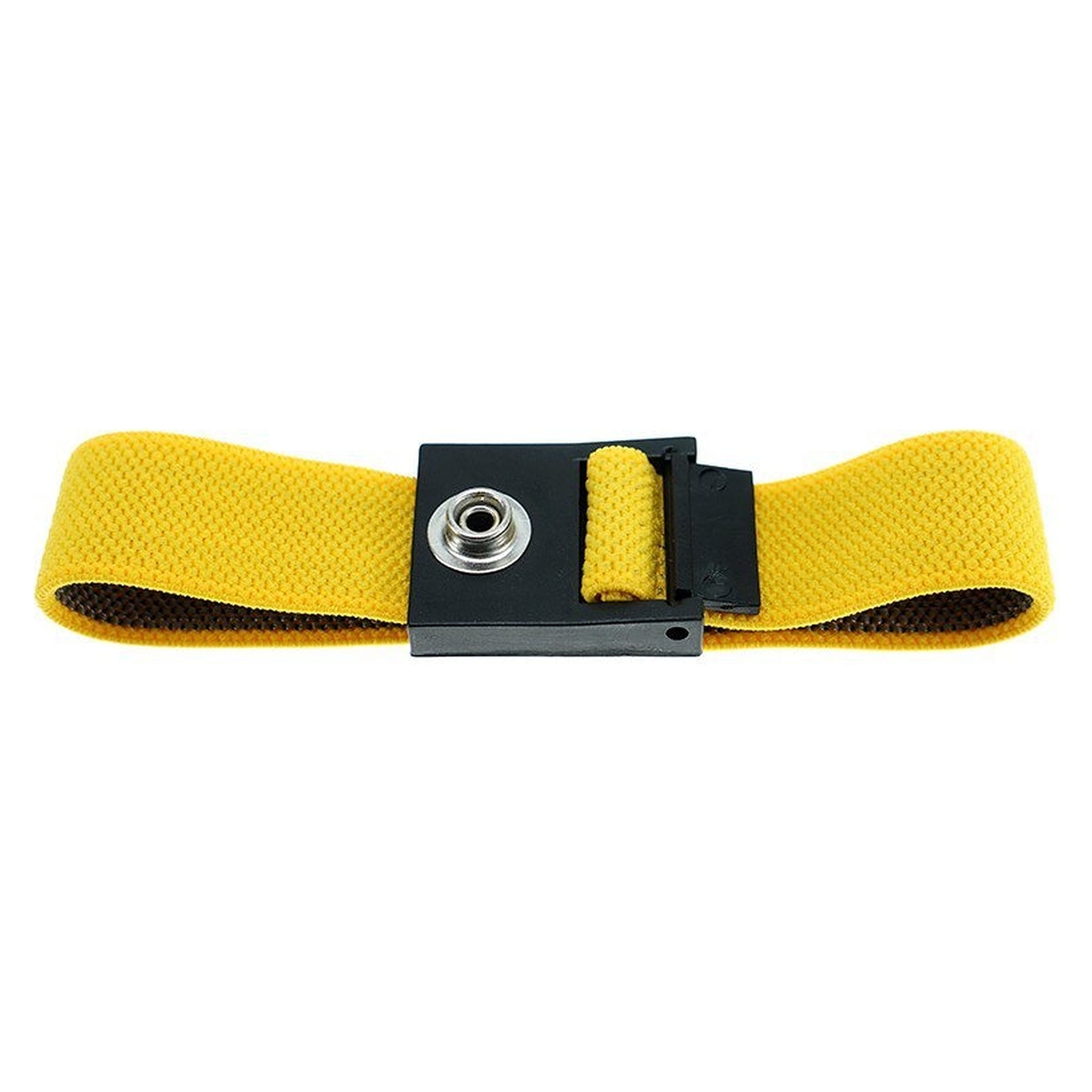Bracelet ESD bouton-pression 7 mm, réglable, argent et carbone, 220 mm, jaune - Safeguard SG-AB-7DK-GE-220mm