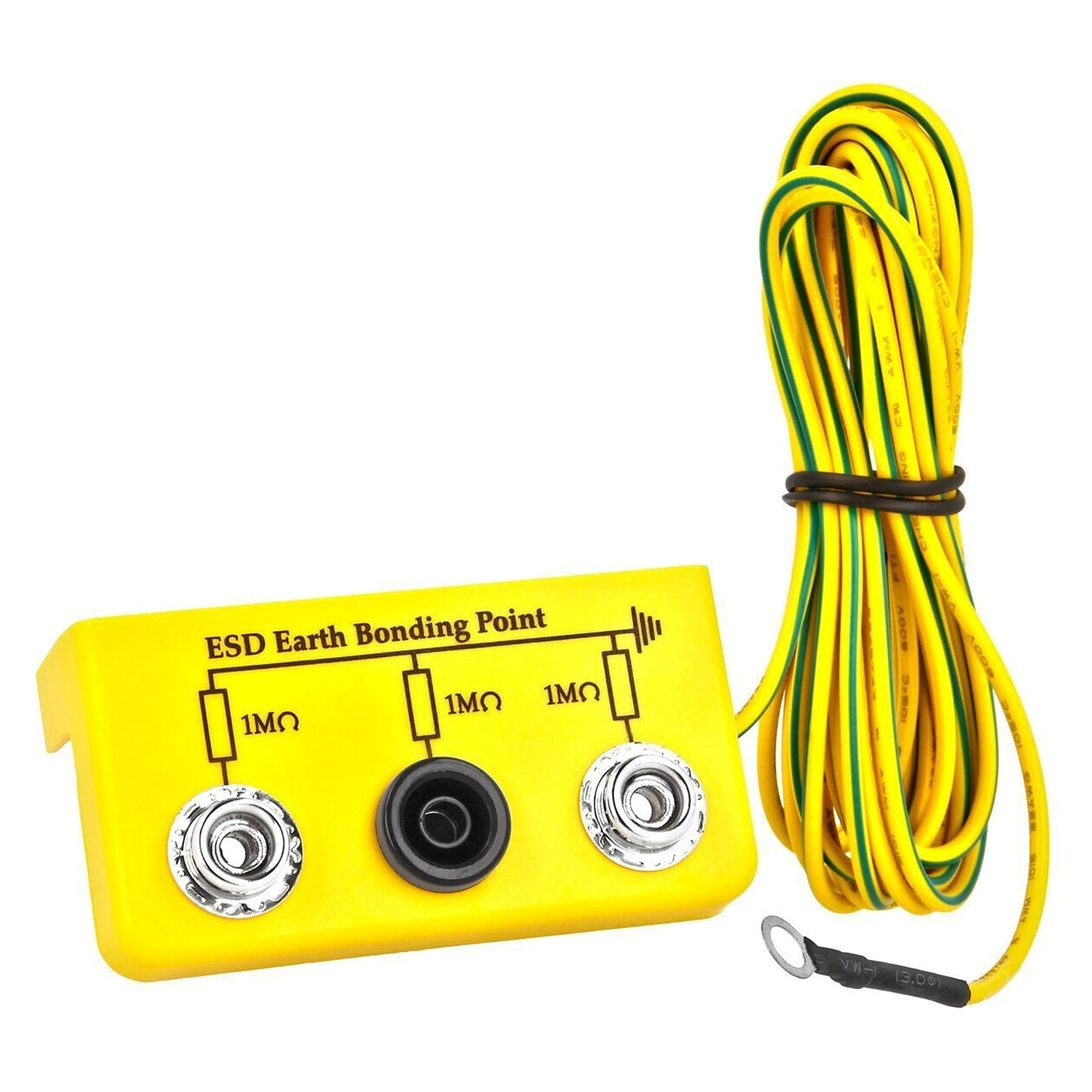 Point de terre ESD sous table, 2 boutons 10 mm, banane 4 mm, 1 MOhm, 3 m - Safeguard SG-EP-2x10DK-BA-GE-3000-1Mohm