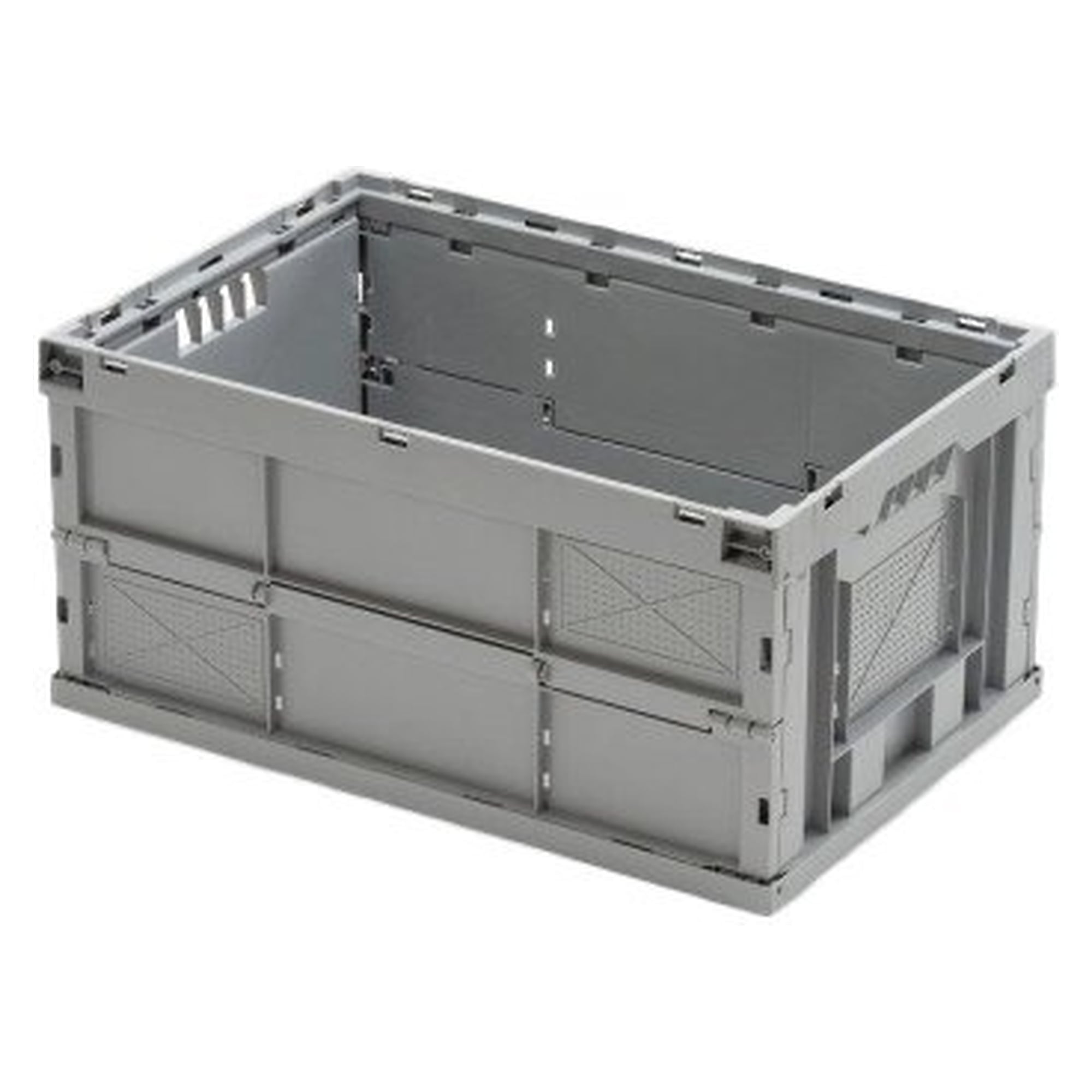 Caisse pliante sans couvercle en polypropylène, empilable, 600 x 400 x 300 mm, 63 l, grise - A1-ESD EF 64/30