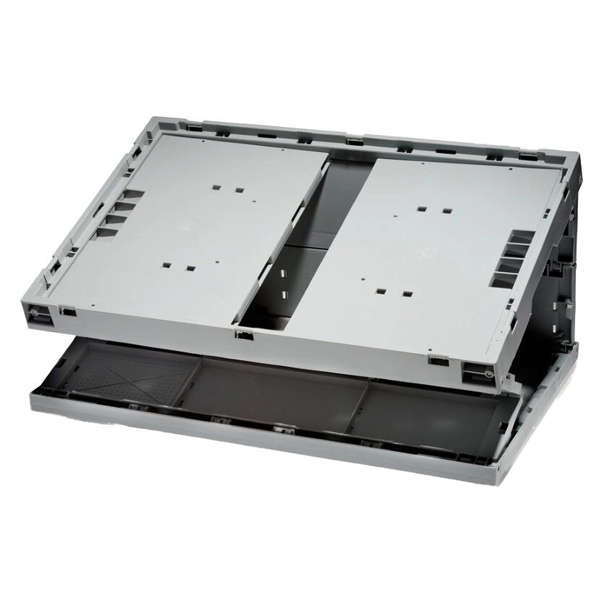 Caisse pliante sans couvercle en polypropylène, empilable, 600 x 400 x 300 mm, 63 l, grise - A1-ESD EF 64/30