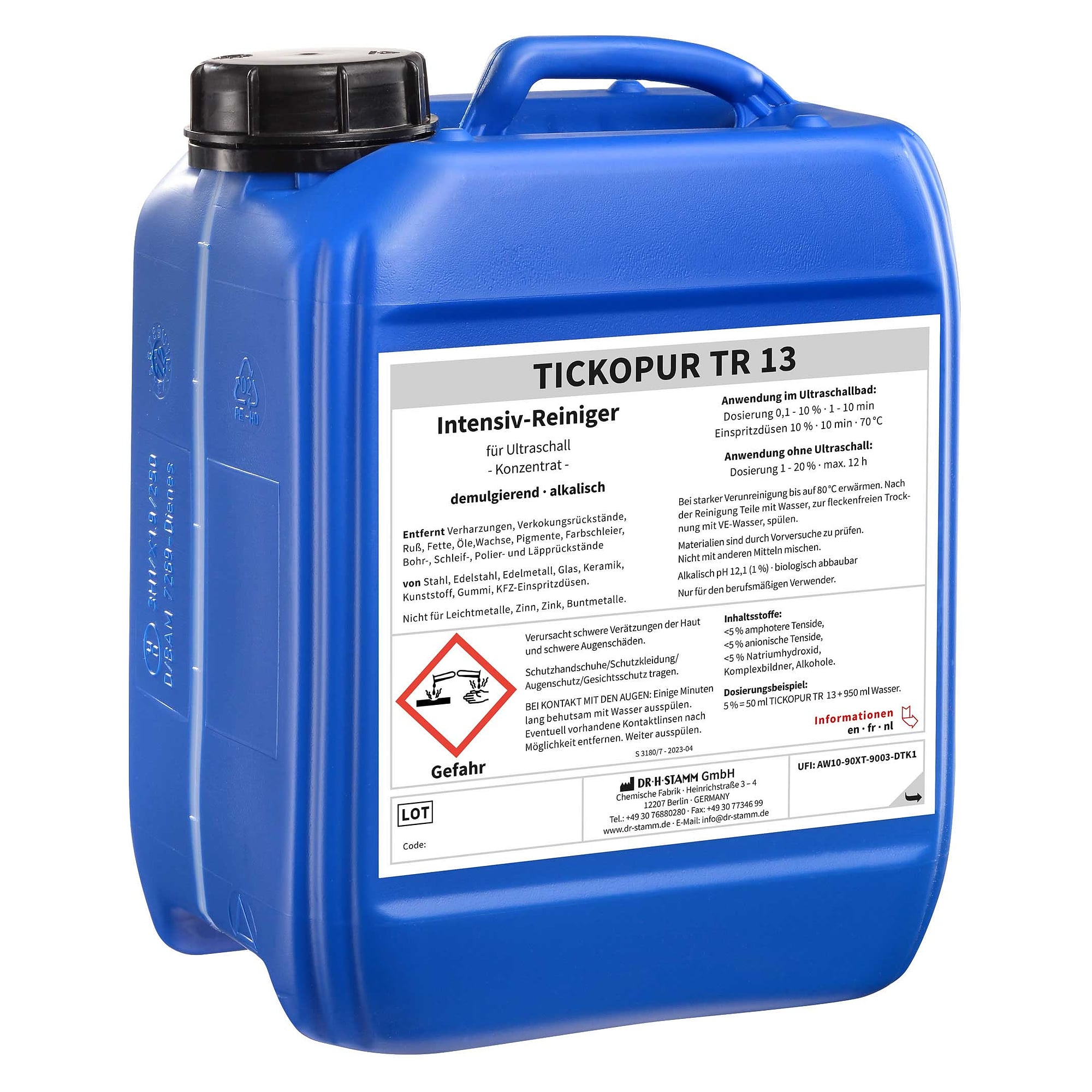 Intensive Cleaner Concentrate TR 13 for Coking and Resin Residues, Ultrasonic, 5 litres - Tickopur 848