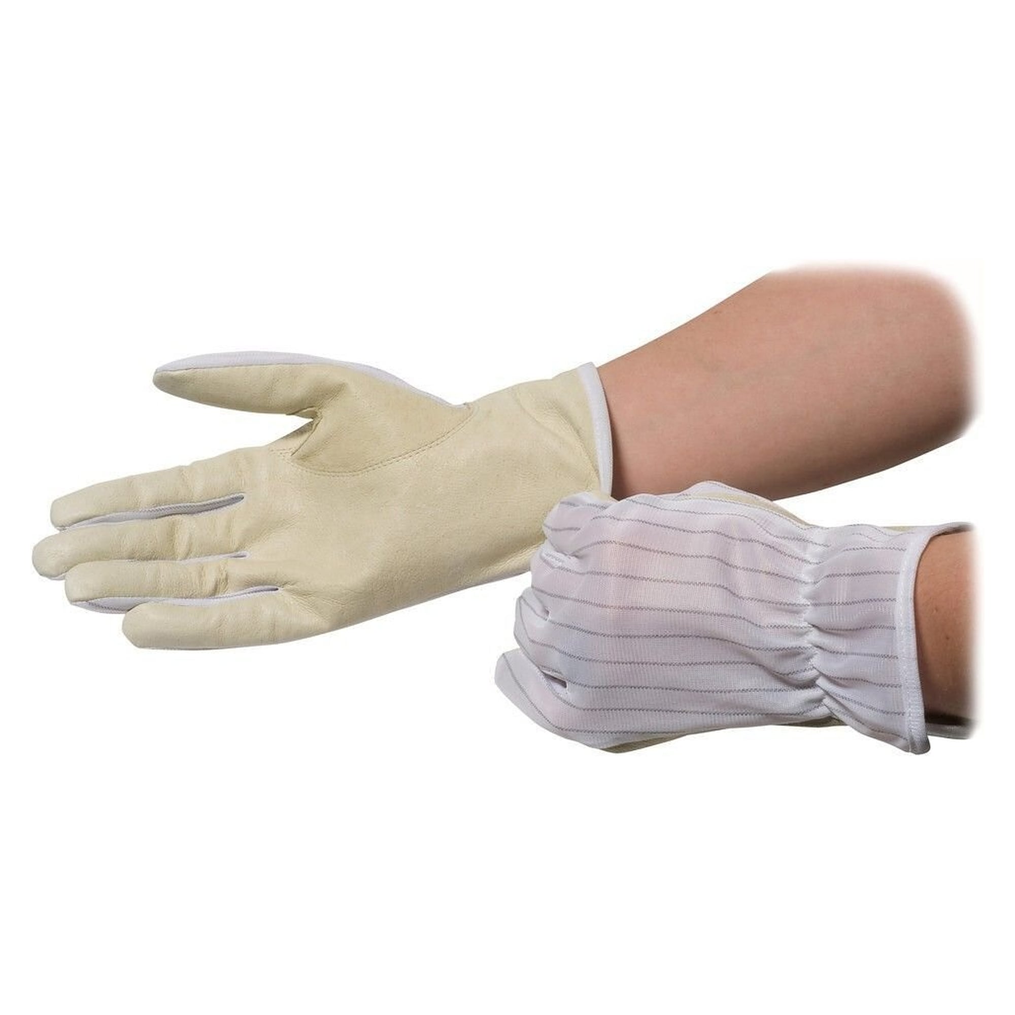ESD leather gloves with polyester back, size M - Warmbier 8745.PS500.M