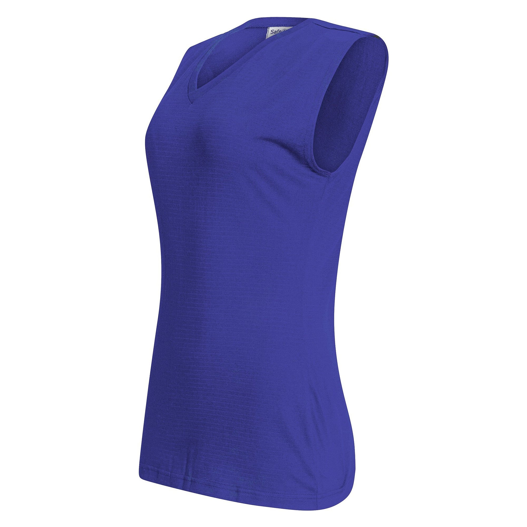 ESD women's top sleeveless, TS15 fabric with carbon fibre, royal blue, size L - Safeguard TGOSL-TS15-RBL-FARBIG