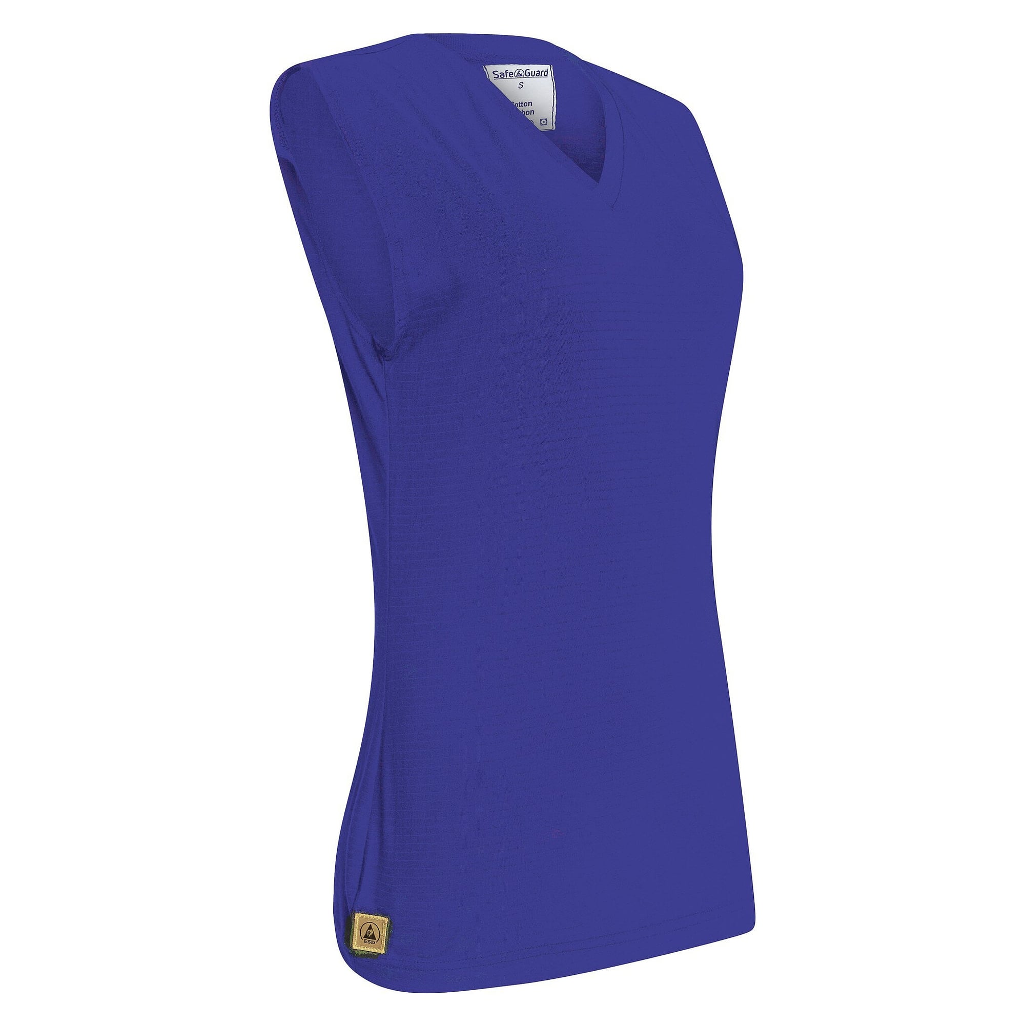ESD women's top sleeveless, TS15 fabric with carbon fibre, royal blue, size L - Safeguard TGOSL-TS15-RBL-FARBIG