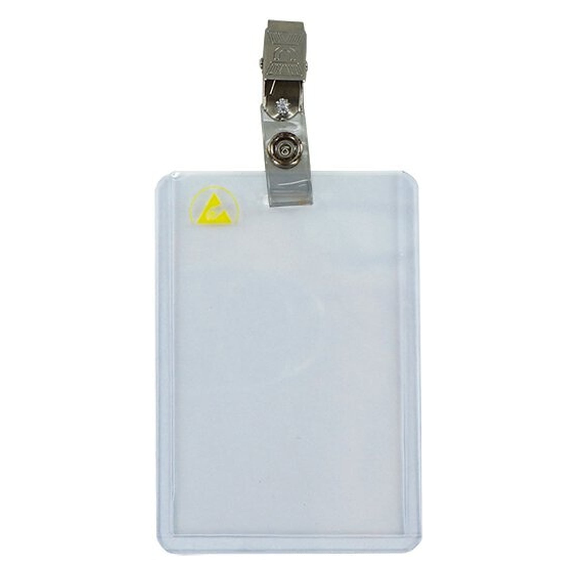 Porte-badge ESD avec clip, format vertical, transparent, Rpp 10⁹ à 10¹⁰ ohms - Safeguard SG-AT-TR-ESD