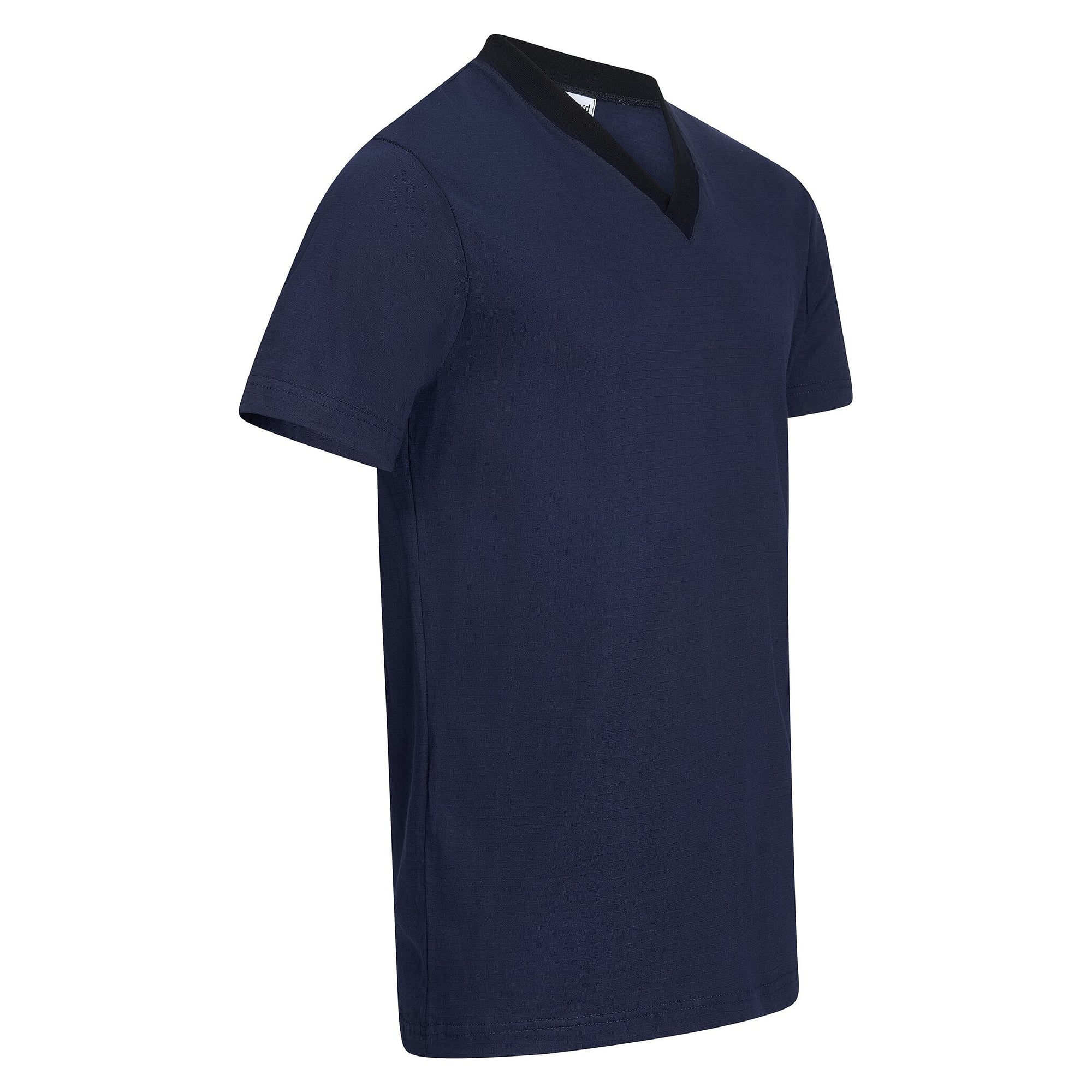 ESD T-shirt V-neck, short sleeves, cotton/carbon, 150 g/m², navy blue/black, size 7XL - Safeguard TGO-TS15-NB7XL-STANDARD