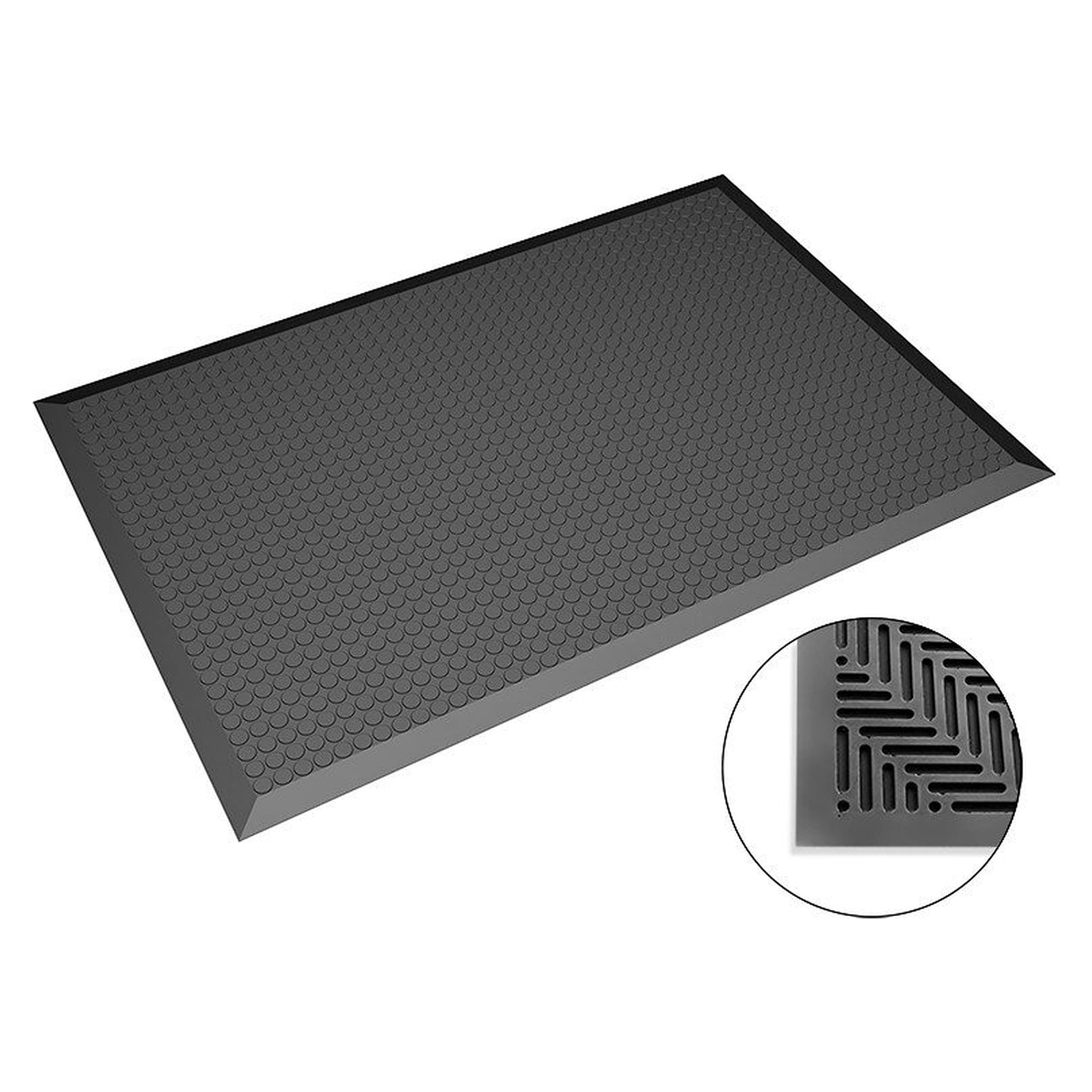ESD-Bodenmatte aus PUR-Weichschaum, Anti-Ermüdung, 10-mm-Druckknopf, schwarz, 1000 x 1000 mm - Safeguard 10112ESD / WL47038
