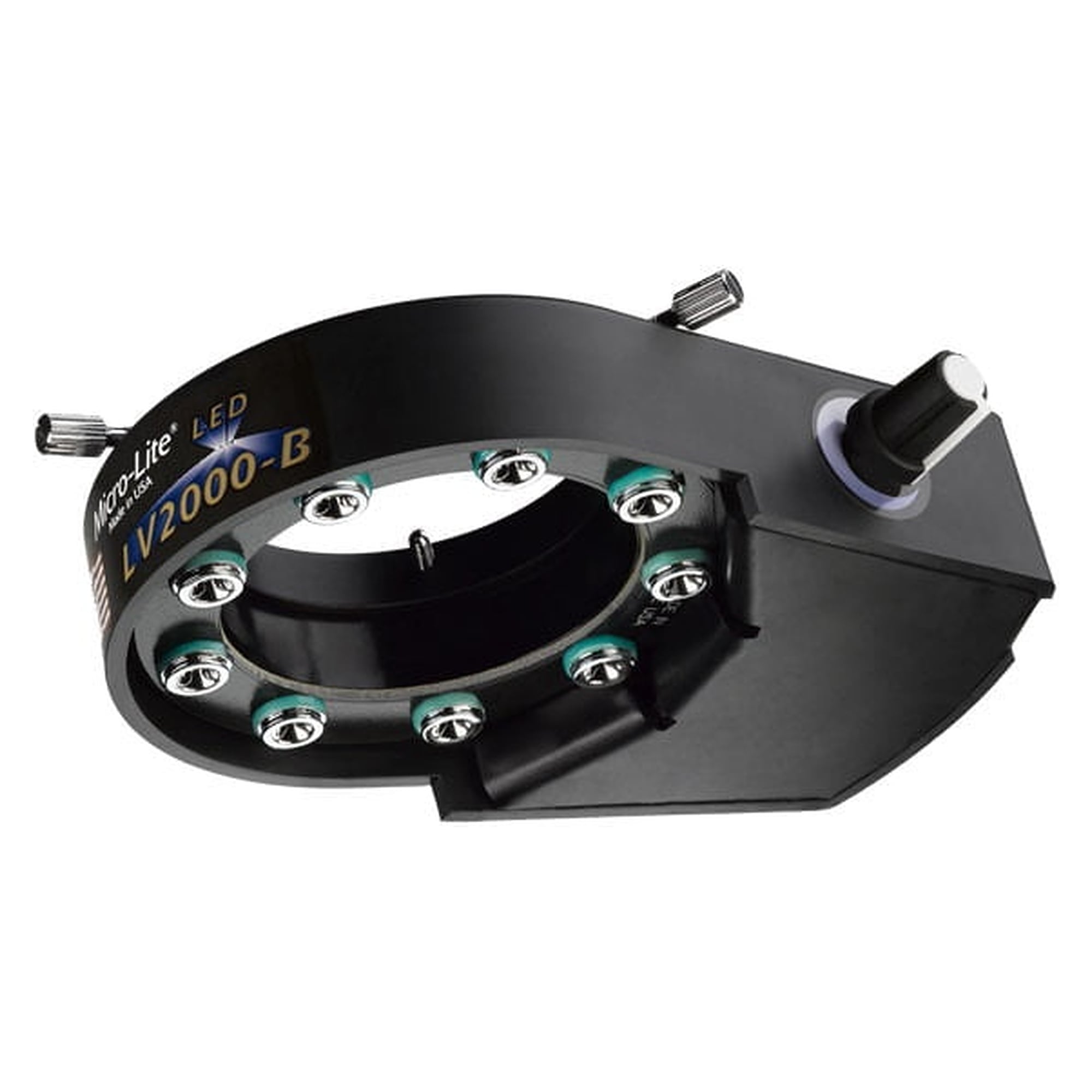 LED-Ringlicht Micro-Lite für Mikroskope, 9 LEDs, dimmbar 5 bis 100 %, ESD, schwarz - O.C. White LV2000-B