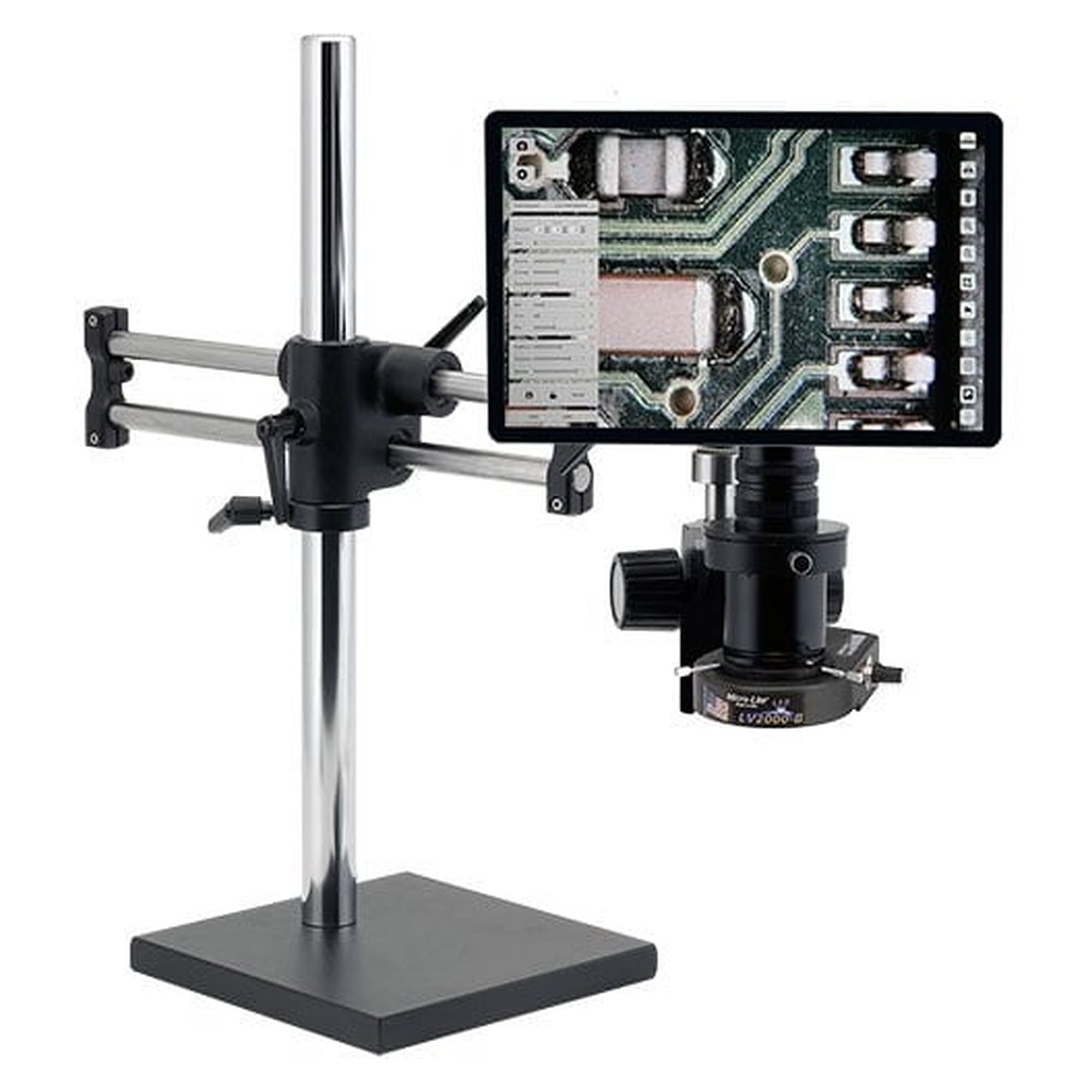 HD digital microscope Super-Scope with 6 MP camera, 12 inch monitor and ball bearing stand, black - O.C. White TKSS