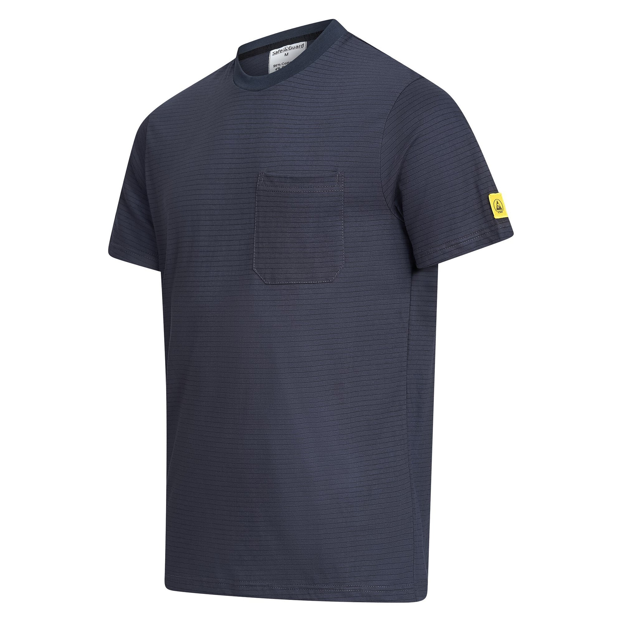 ESD-T-Shirt mit Brusttasche, Rundhals, kurzarm, 150 g/m², grau, Größe 6XL - Safeguard TKO-TS15-GA6XL-STANDARD