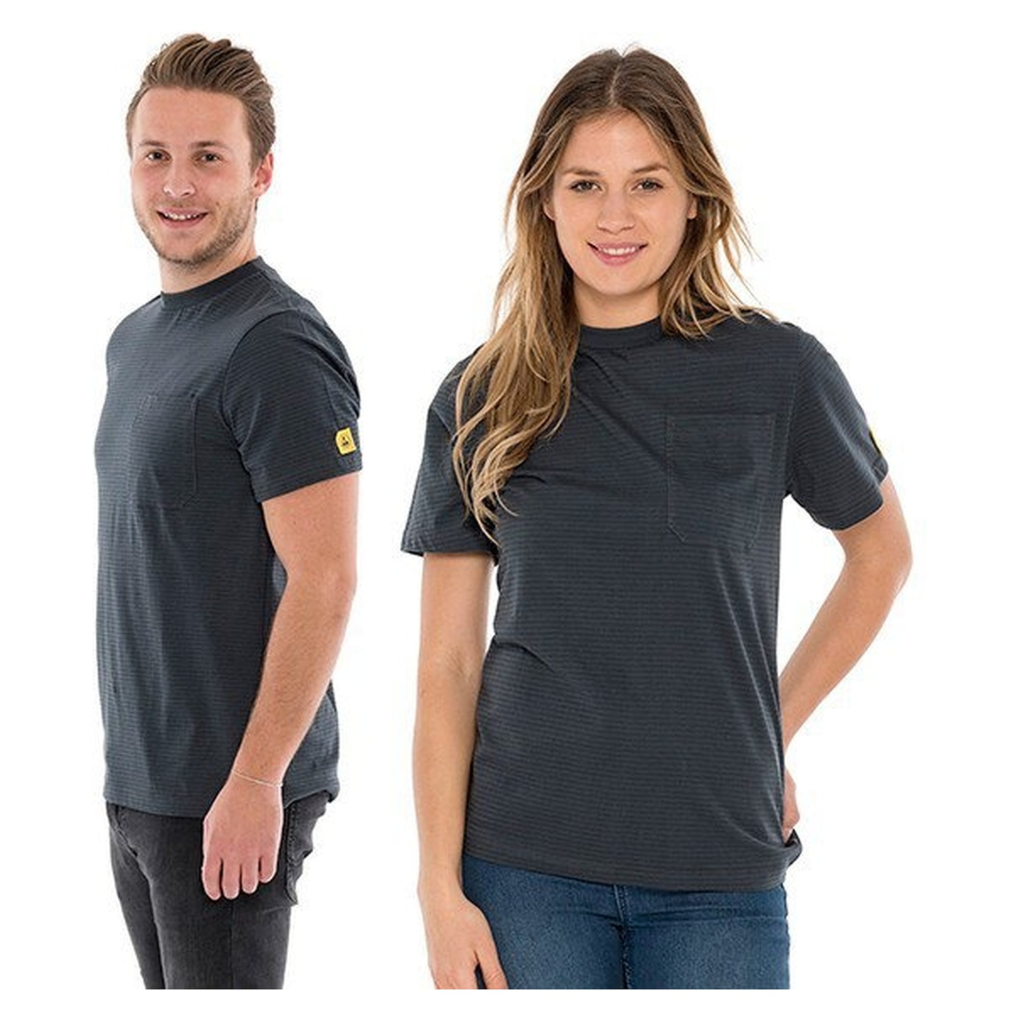 ESD-T-Shirt mit Brusttasche, Rundhals, kurzarm, 150 g/m², grau, Größe 6XL - Safeguard TKO-TS15-GA6XL-STANDARD