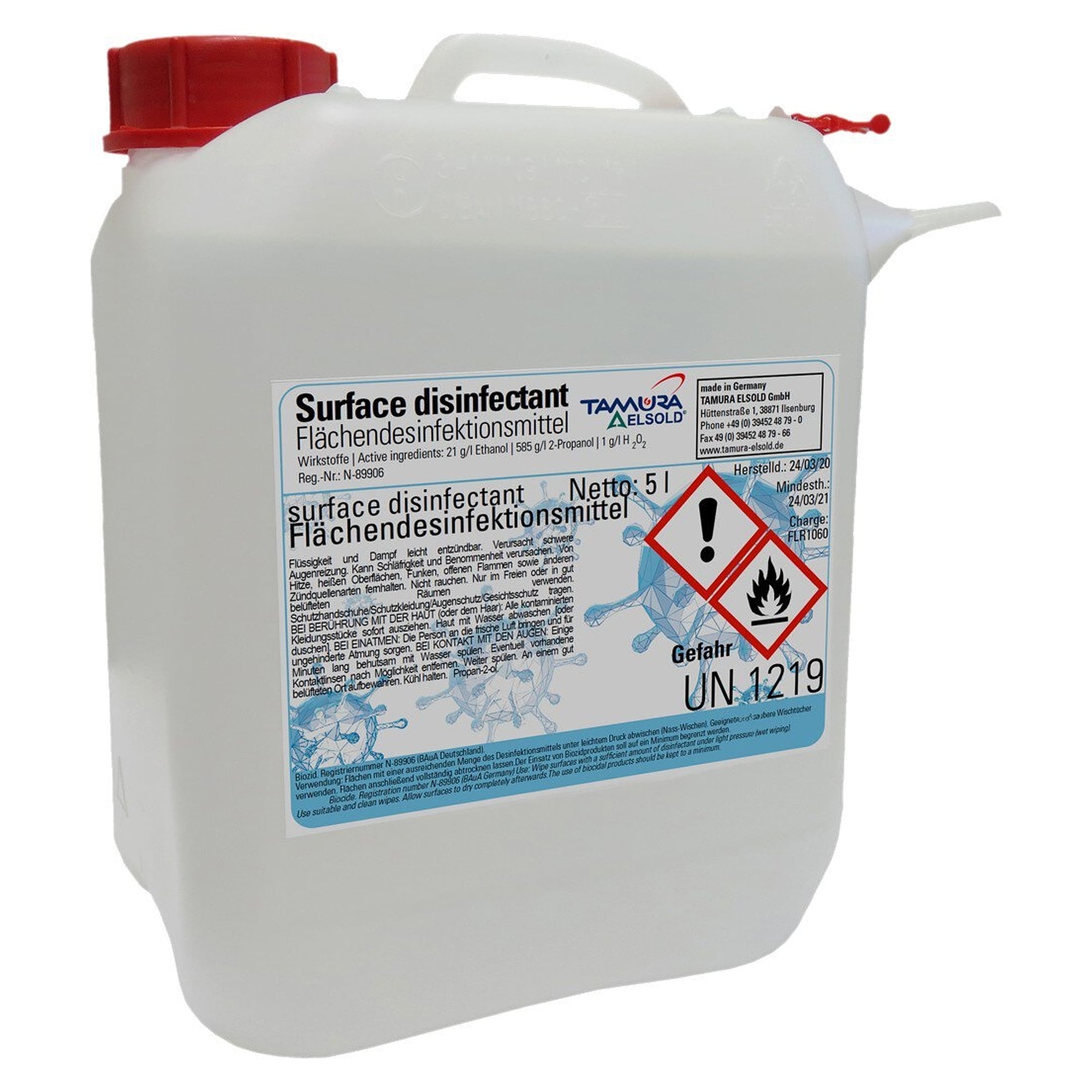 Flächendesinfektionsmittel auf Alkoholbasis mit 2-Propanol, Kanister 5 Liter - Elsold FLUXFL0130