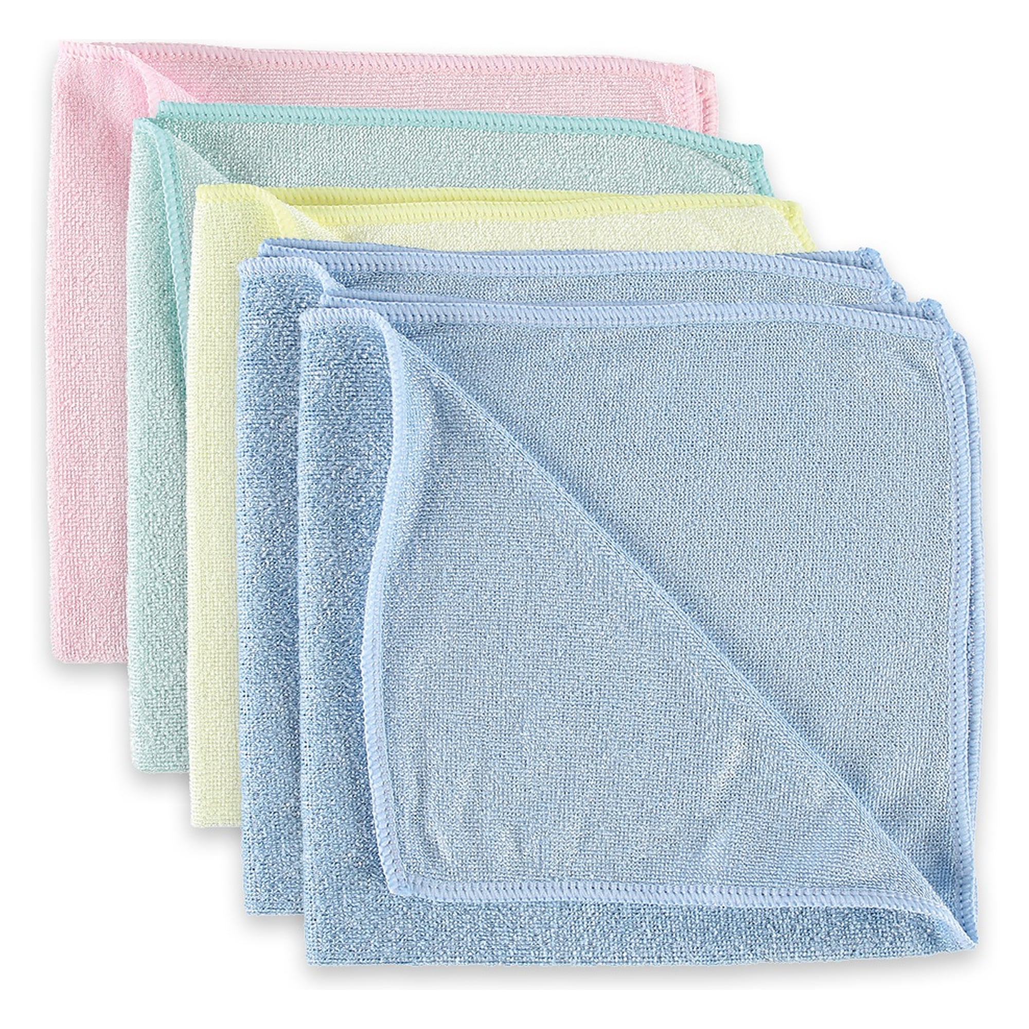 Chiffons microfibre HygoClean lot de 5, tricotés, 40 x 40 cm, bleu, rose, vert, jaune, rouge - Franz Mensch 317641