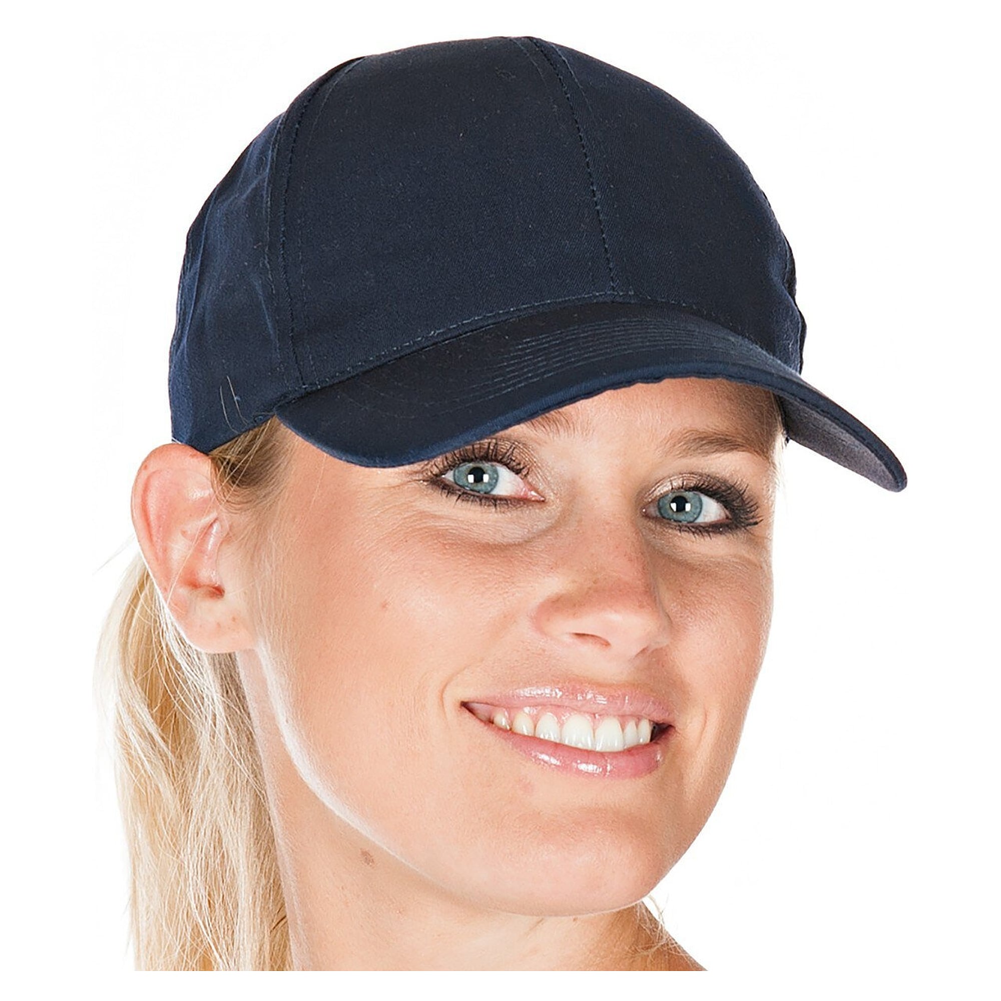 Baseballkappe aus Polycotton mit Lüftungslöchern und Klettverschluss, blau, VPE 10 - Franz Mensch 00216