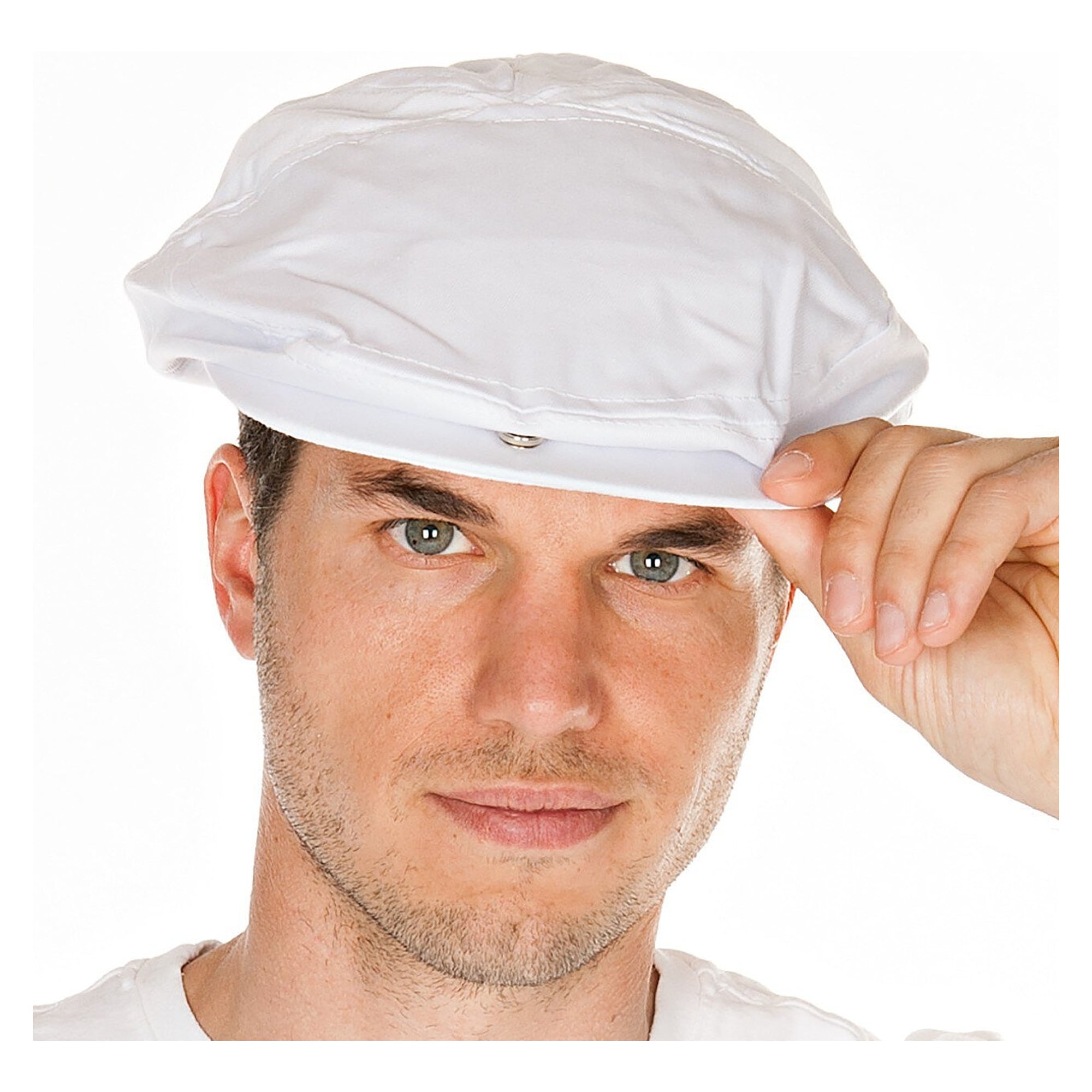 Casquette de boucher à visière en polycoton, indéformable, hauteur réglable, blanche, lot de 10 - Franz Mensch 0031