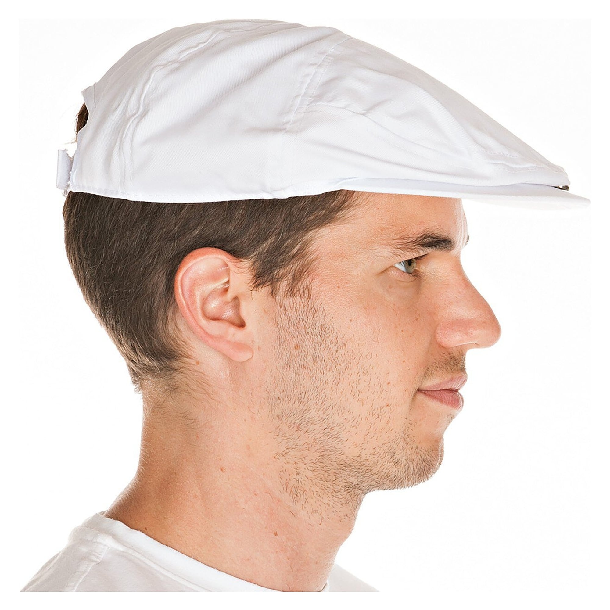 Casquette de boucher à visière en polycoton, indéformable, hauteur réglable, blanche, lot de 10 - Franz Mensch 0031
