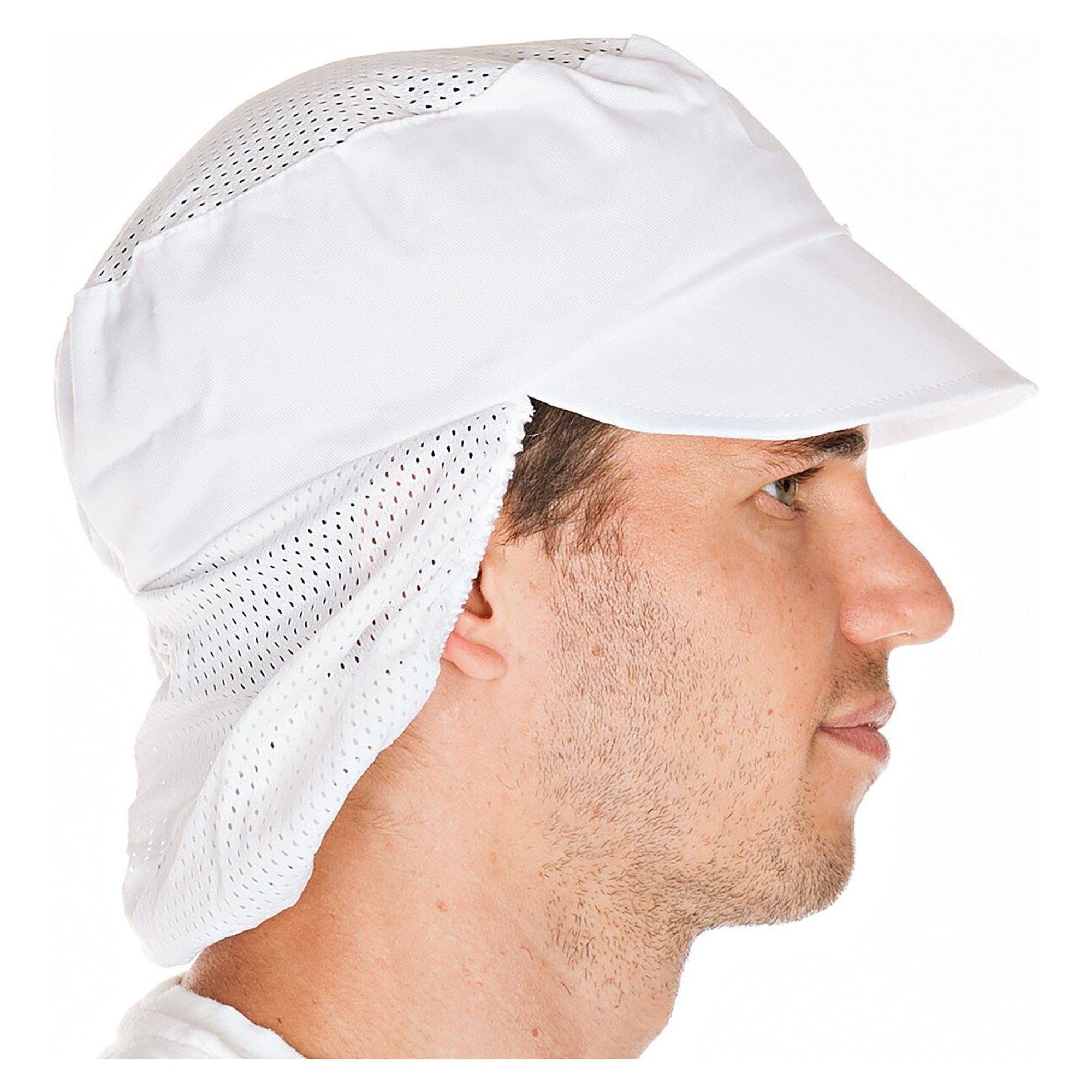 Hygostar Schildmütze Air Plus mit Haarnetz und Netzoberteil, Polycotton, weiß, VPE 10 Stück - Franz Mensch 0072