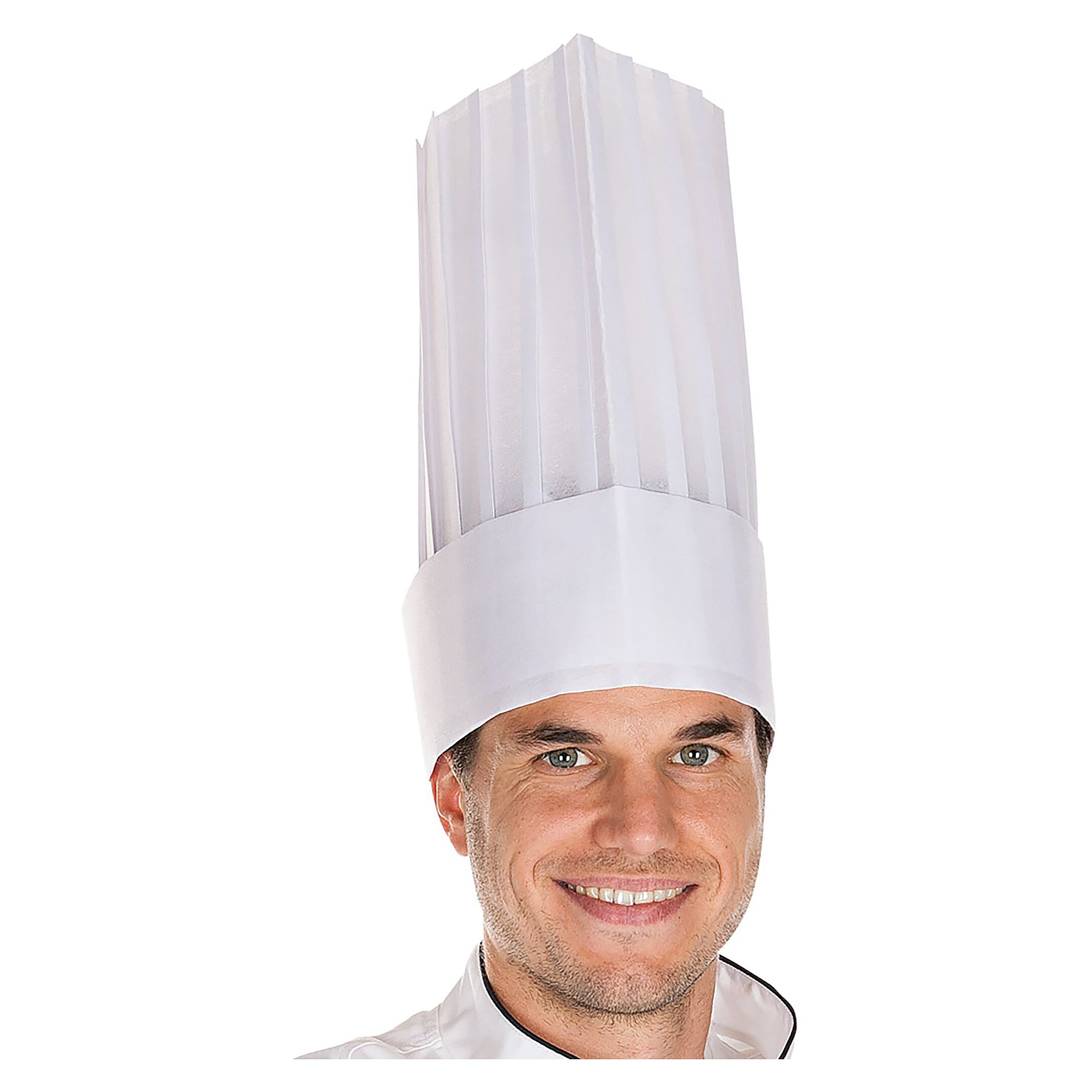 Hygostar chef's hat Le Grand Chef 25 cm in viscose nonwoven, laid pleats, black, pack of 10 - Franz Mensch 00953
