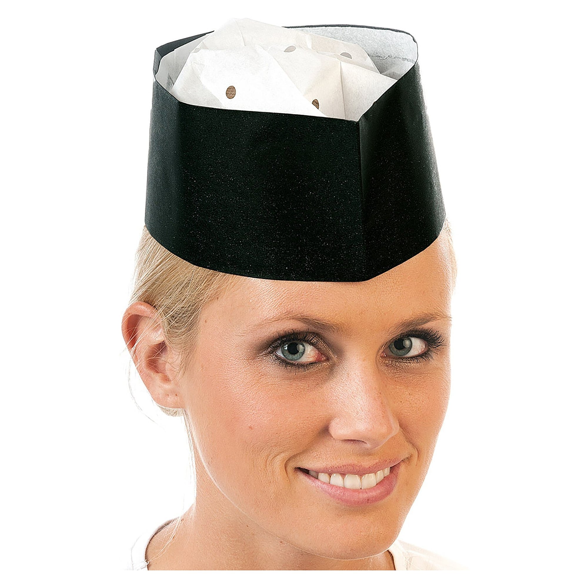 Einweg-Schiffchen Hygostar Service Black Style aus Papier, mit Schweißband, verstellbar, schwarz - Franz Mensch 10503