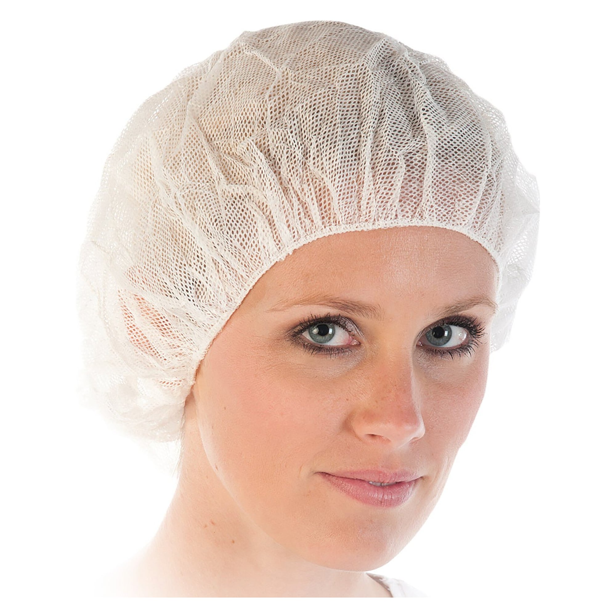Disposable beret cap in perforated viscose non-woven, 53 cm diameter, latex-free, white, pack of 100 - Franz Mensch 1220