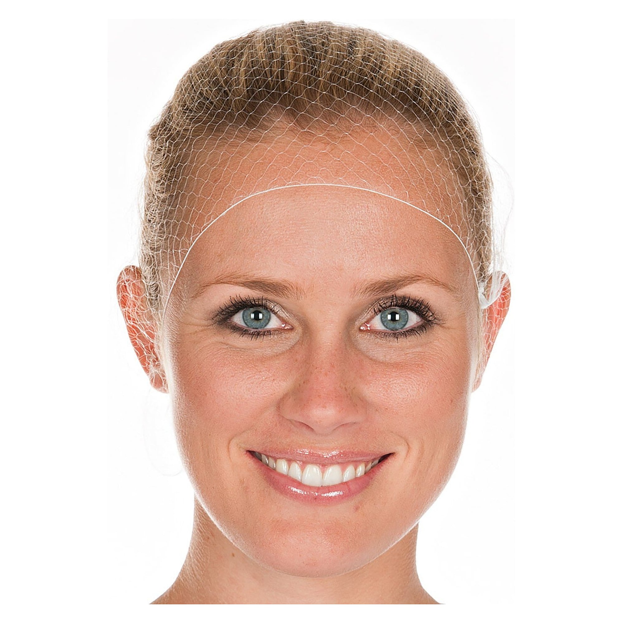 Haarnetz aus extraleichtem Nylon auf Pappscheibe, latexfreier Gummizug, weiß, VPE 144 - Franz Mensch 12461