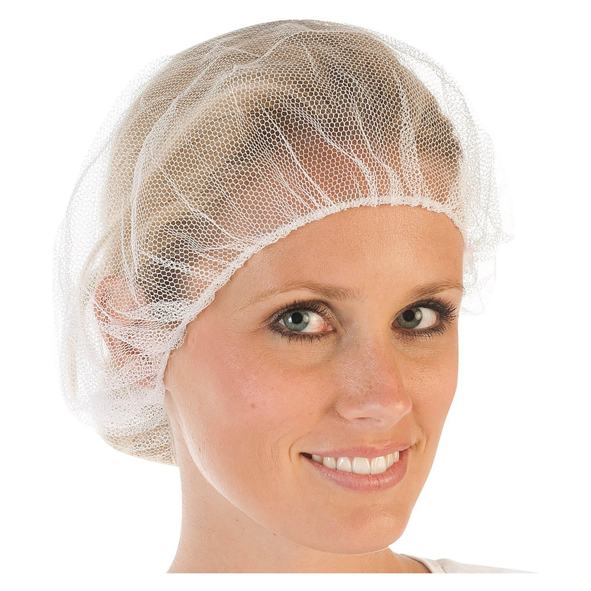 Baretthaube Honeycomb aus Nylon-Wabennetz, waschbar, latexfreies Gummiband, weiß, 53 cm - Franz Mensch 1247
