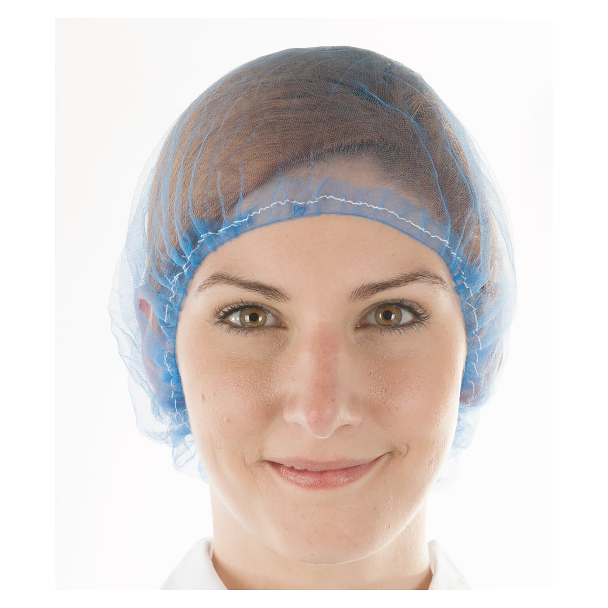 Rundhaube Micromesh aus Nylon im Spenderkarton, weiche latexfreie Elastik, blau, 200 Stück - Franz Mensch 124956