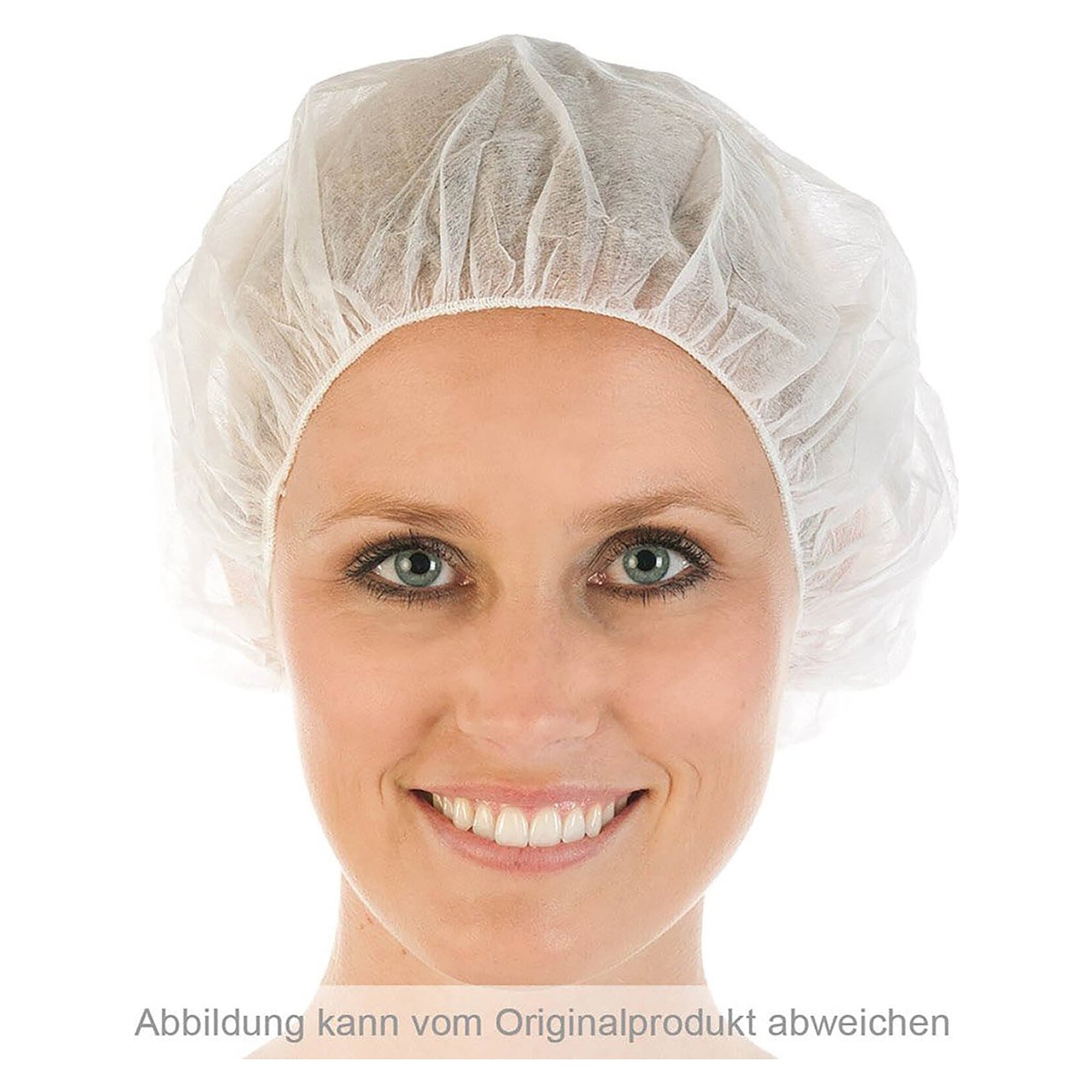 Einweg-Baretthaube Bettina Eco aus PP-Vlies, weiß, Ø 60 cm, latexfreier Gummizug - Franz Mensch 126419