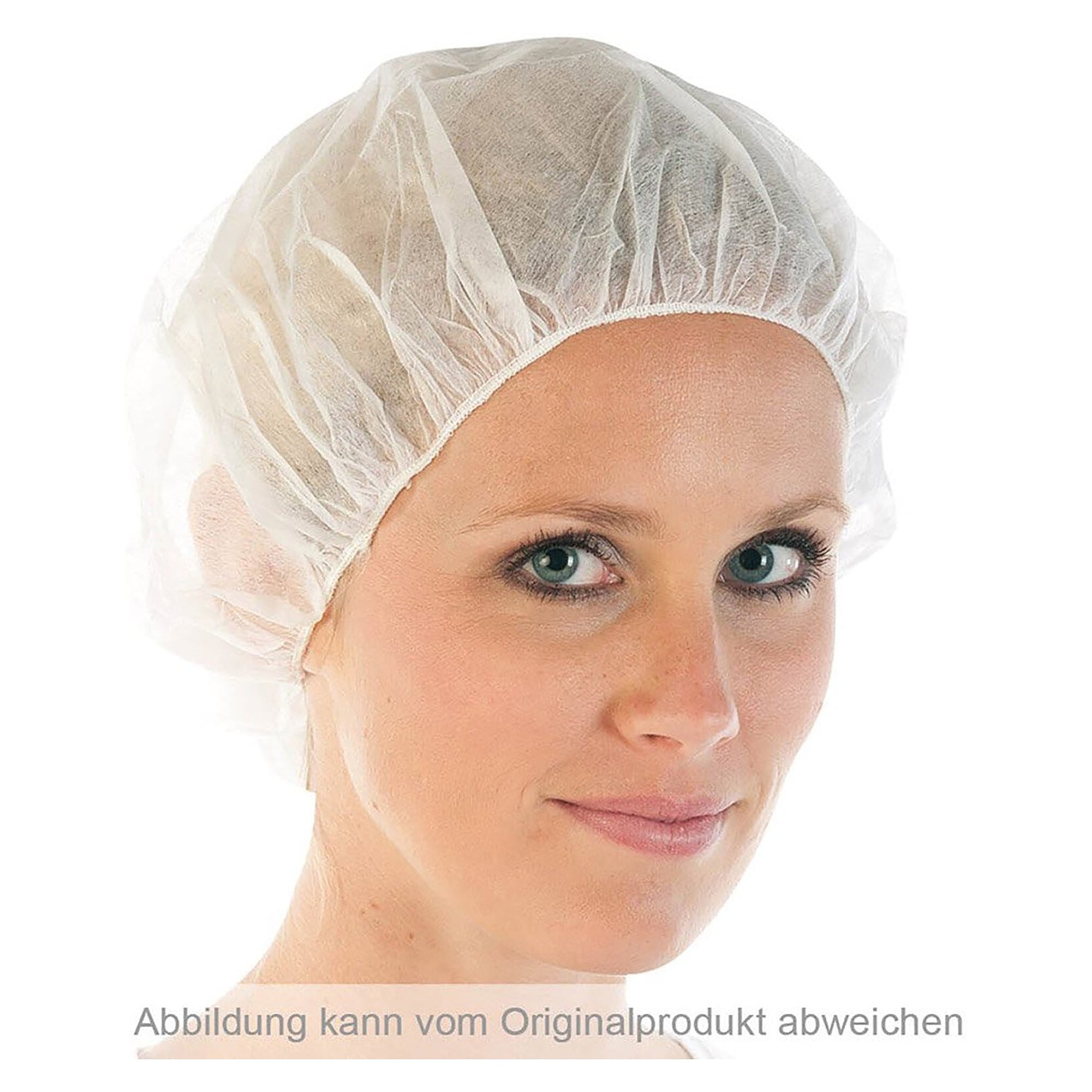 Baretthaube Hygobase Bettina Eco aus PP-Vlies, weiß, 53 cm, latexfreies Gummiband, VPE 100 - Franz Mensch 126499